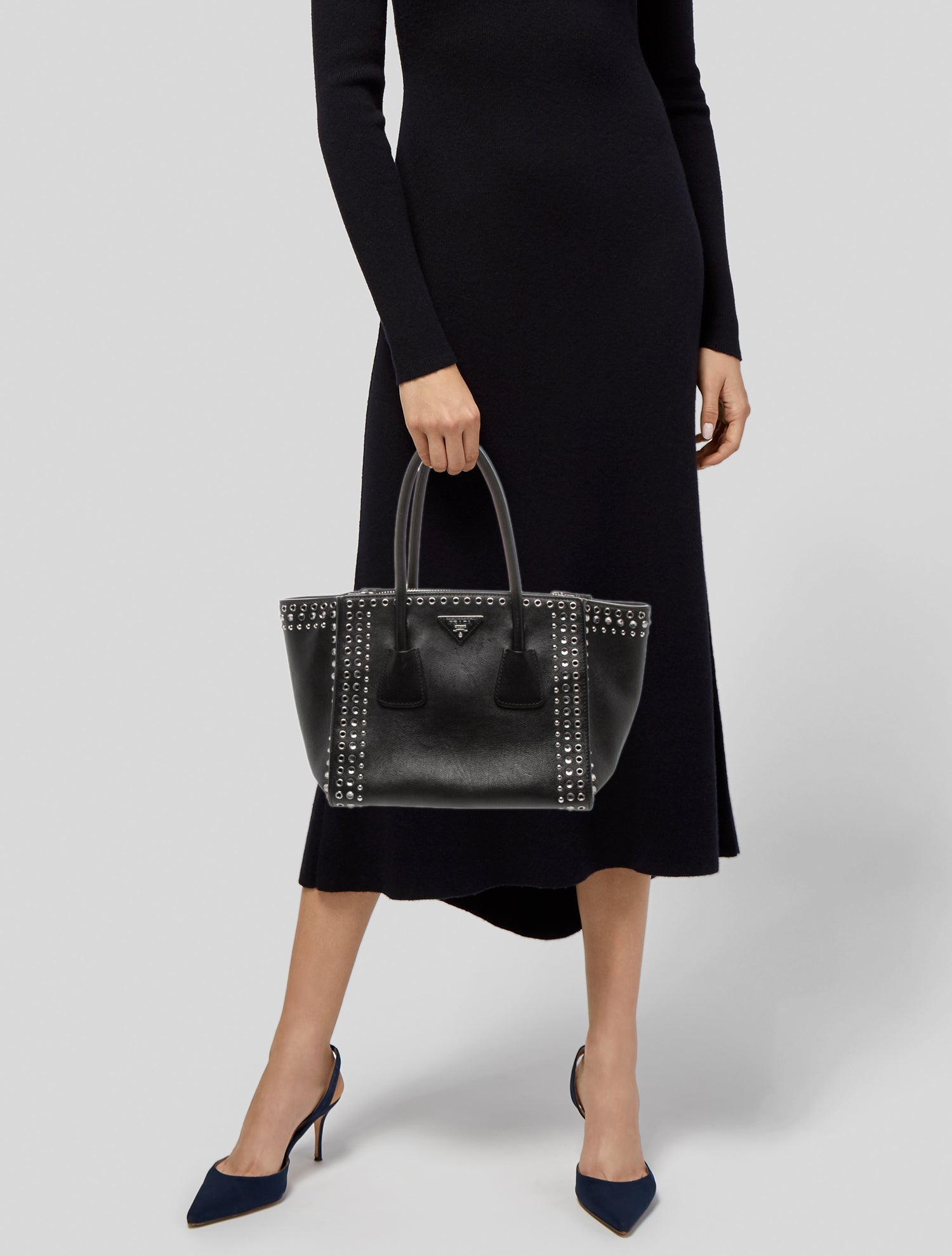 Prada Enameled Metal Triangle Tote Small