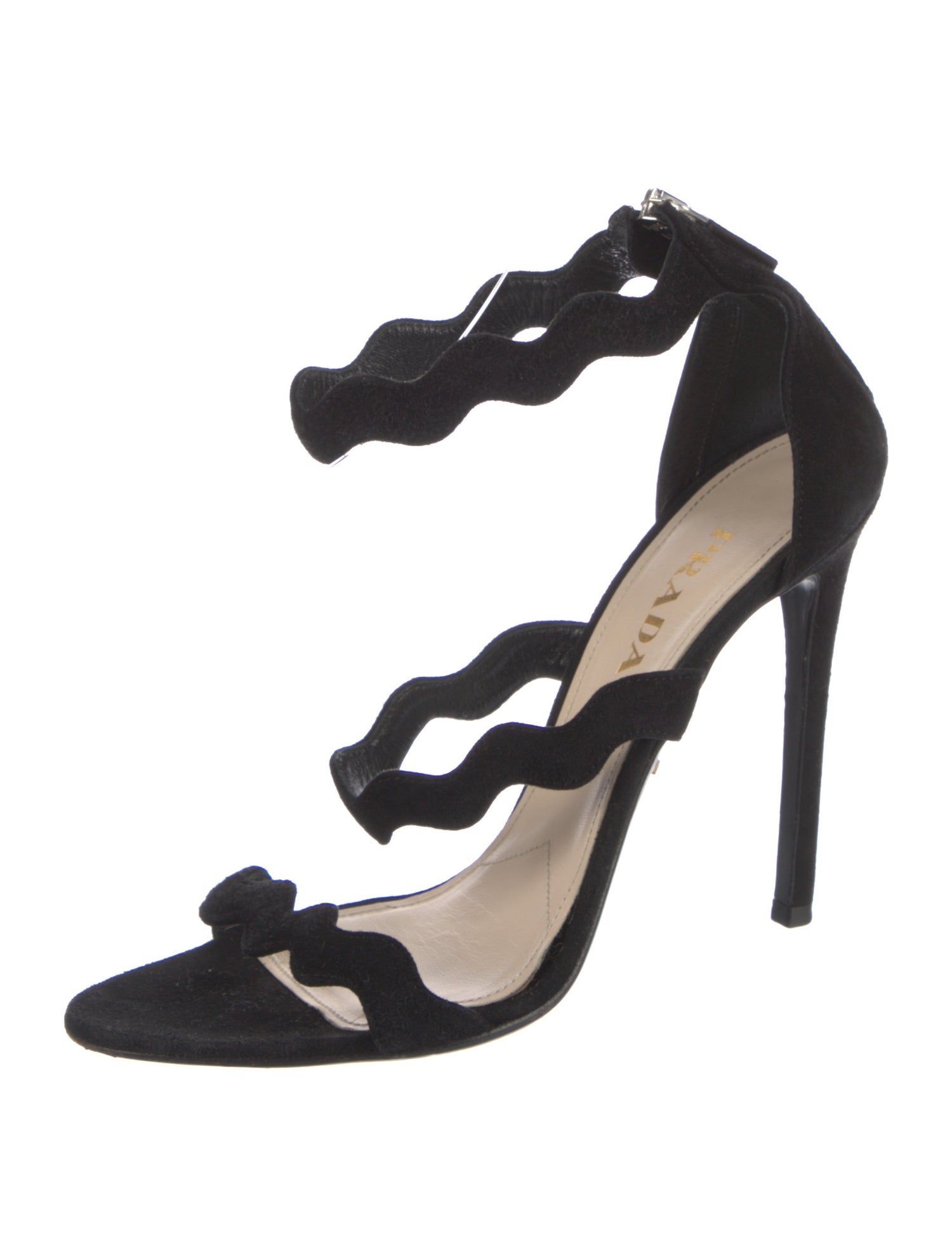 Prada Suede Scalloped Accent Sandals