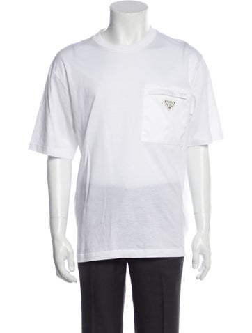Pre-owned Prada 2023 Enameled Metal Triangle T-shirt In White