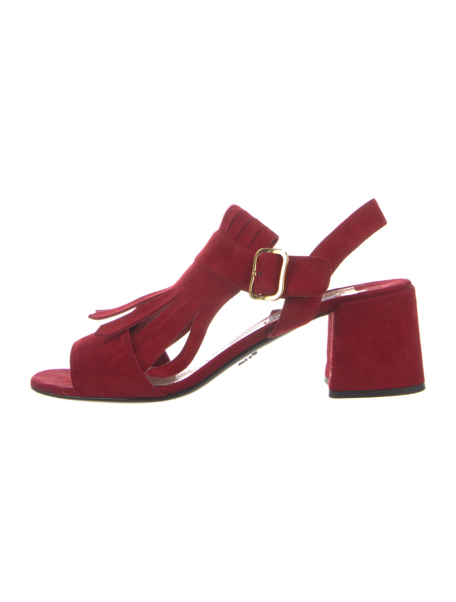 Prada Suede Fringe Trim Accent Slingback Sandals