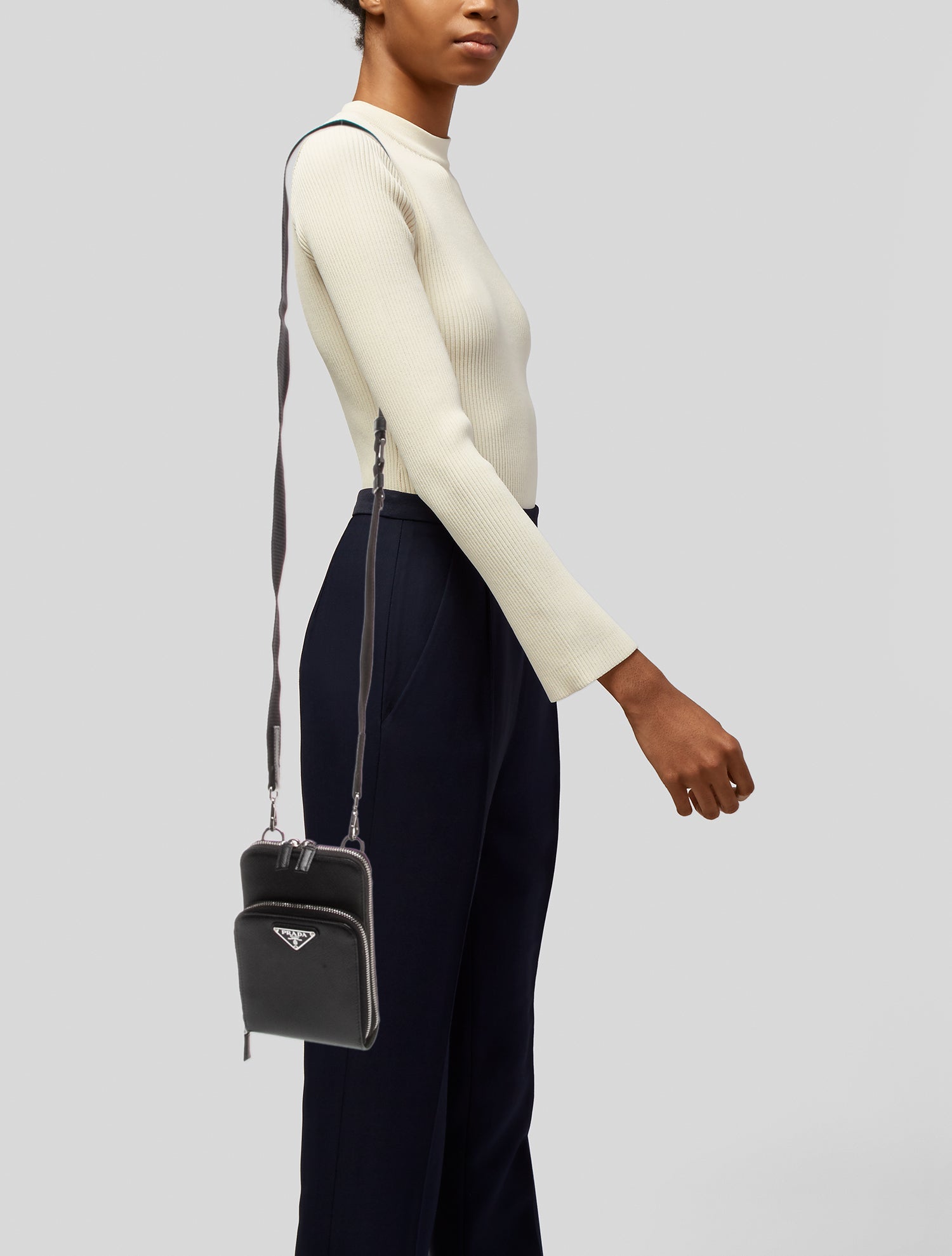 Prada Enameled Metal Triangle Phone Small