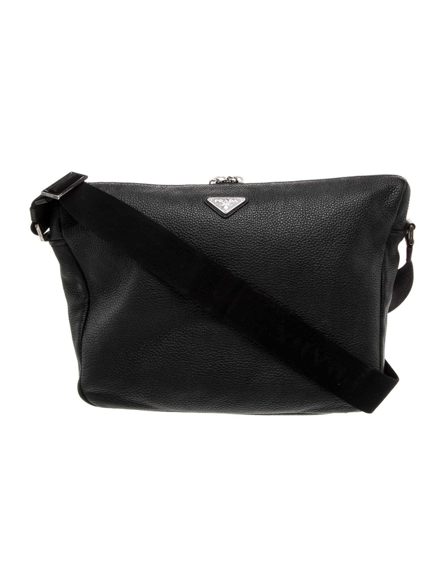 Prada Enameled Metal Triangle Messenger Bag Medium