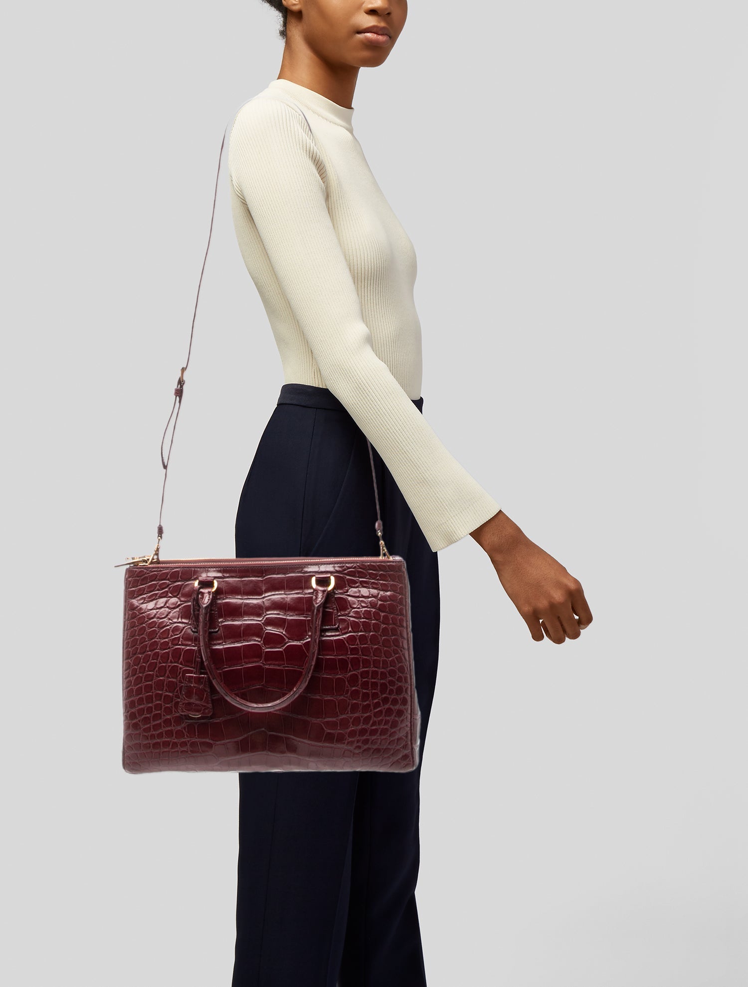 Prada Coccodrillo Coccodrillo Galleria Double Zip Medium