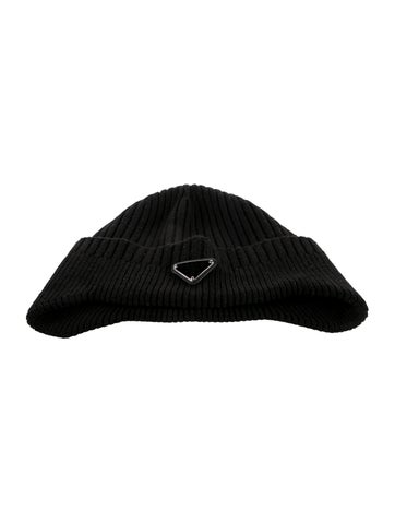 Pre-owned Prada Wool Blend Knit Beanie In Black