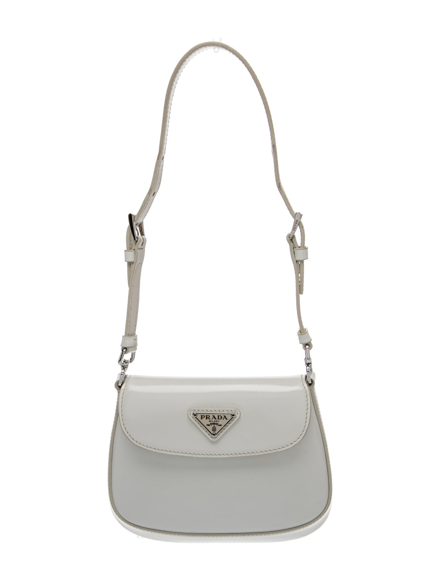 Prada Enameled Metal Triangle Cleo Mini