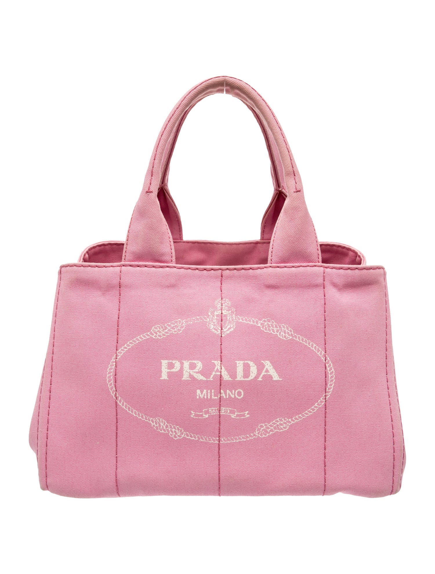 Prada Enameled Metal Triangle Canapa Logo