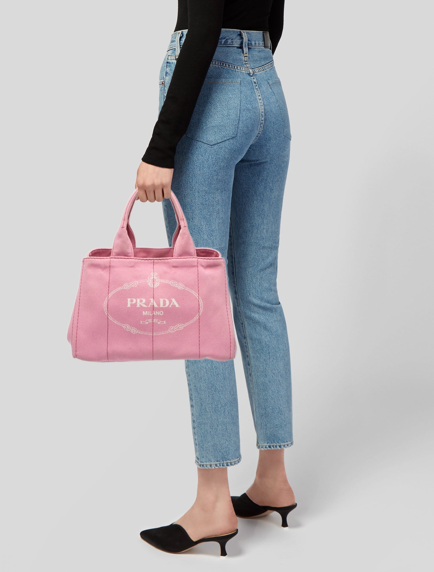 Prada Enameled Metal Triangle Canapa Logo