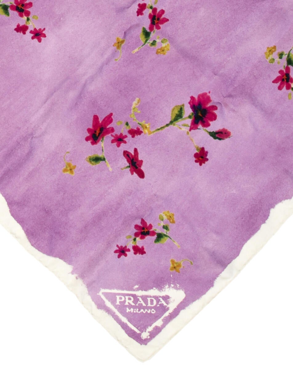 Prada Silk Floral Print Scarf w/ Tags