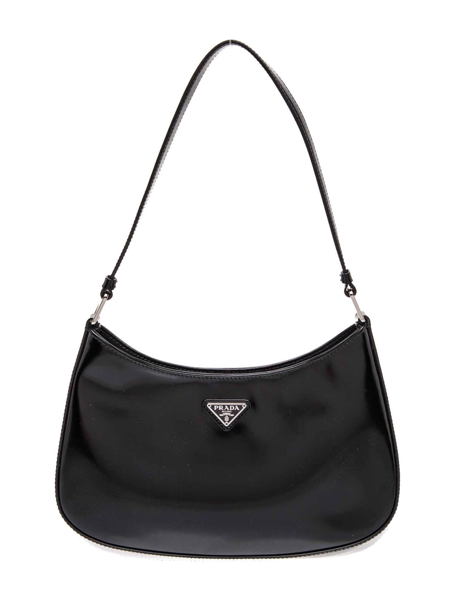 Prada Enameled Metal Triangle Cleo