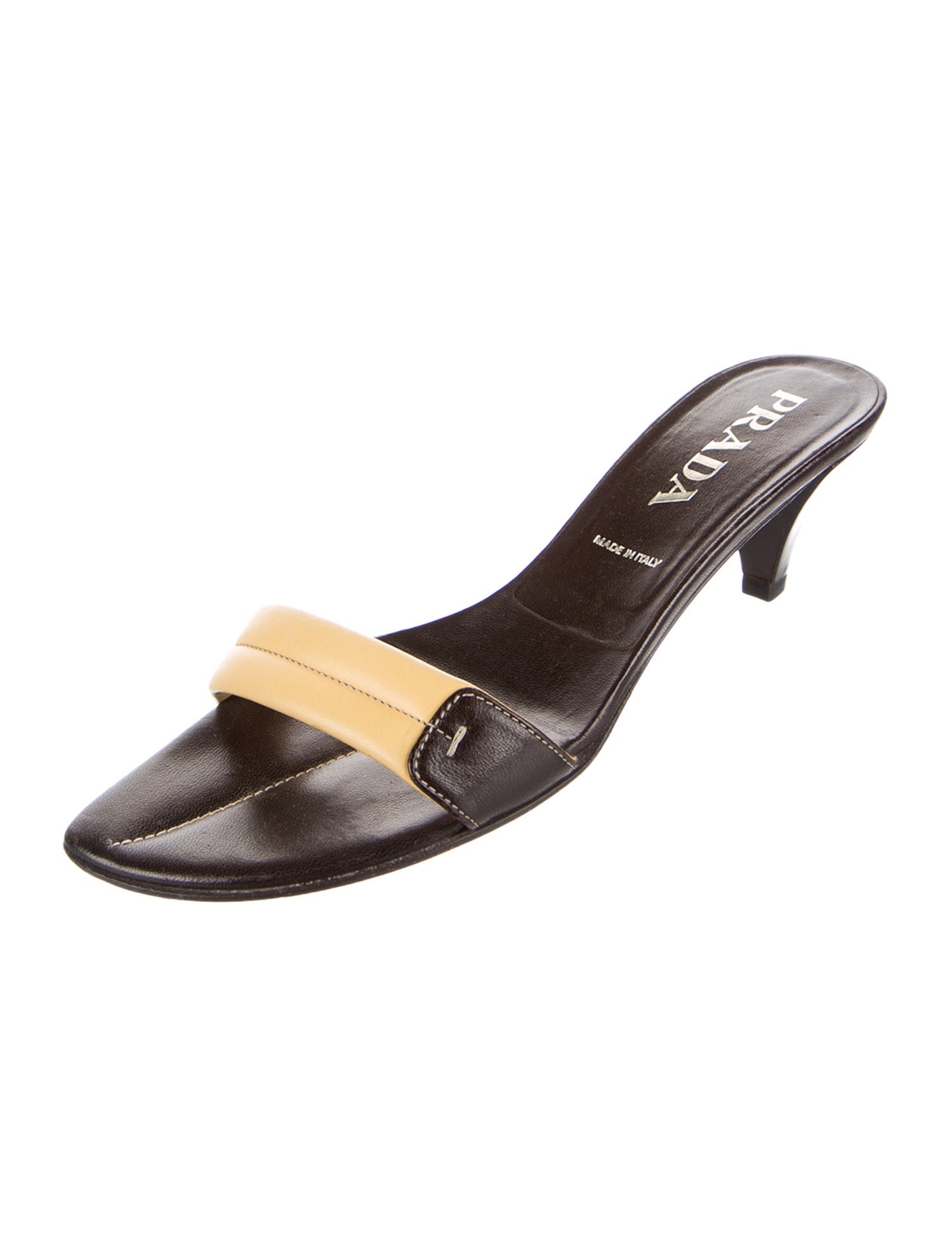 Prada Leather Colorblock Pattern Slides