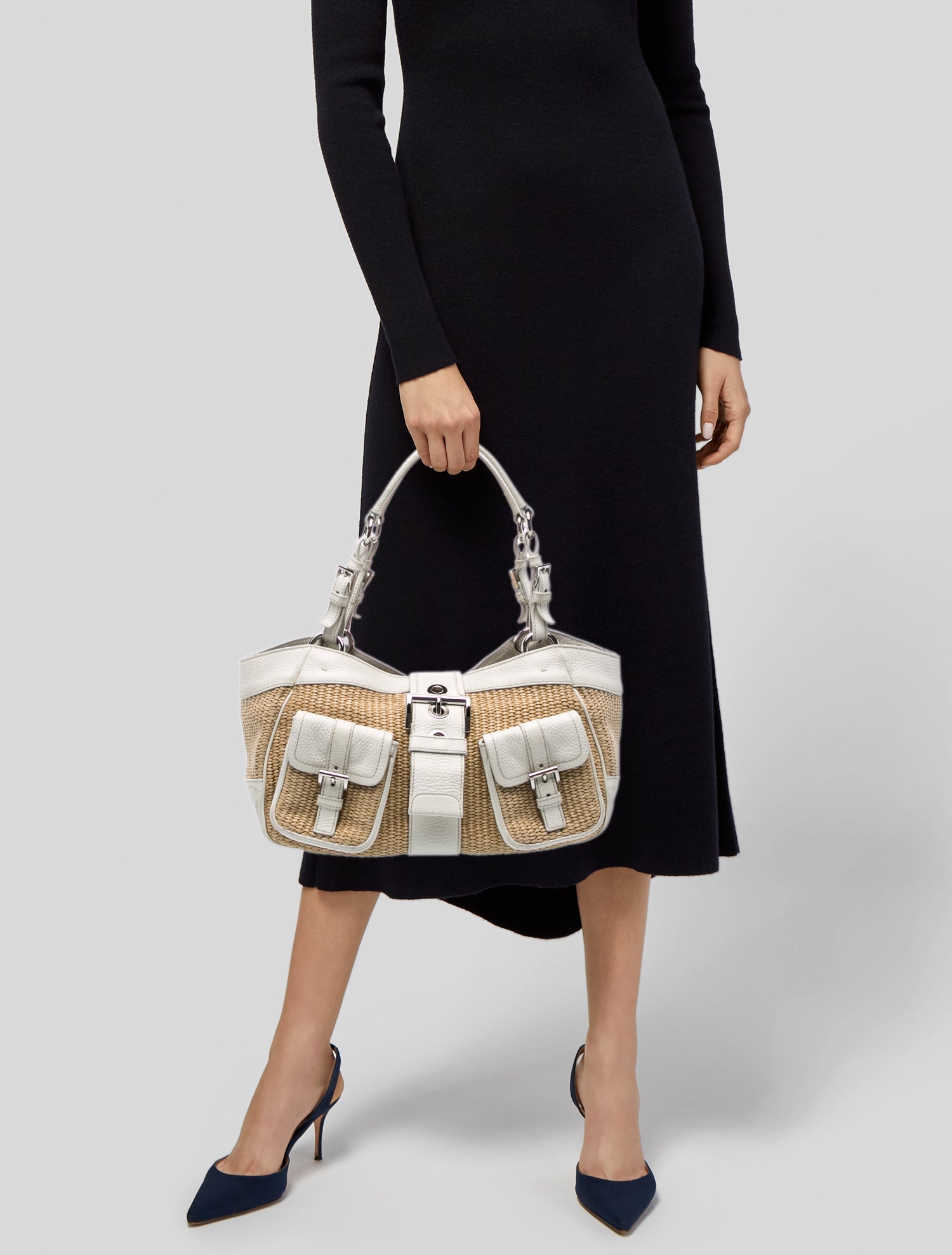 Prada Enameled Metal Triangle Shoulder Bag