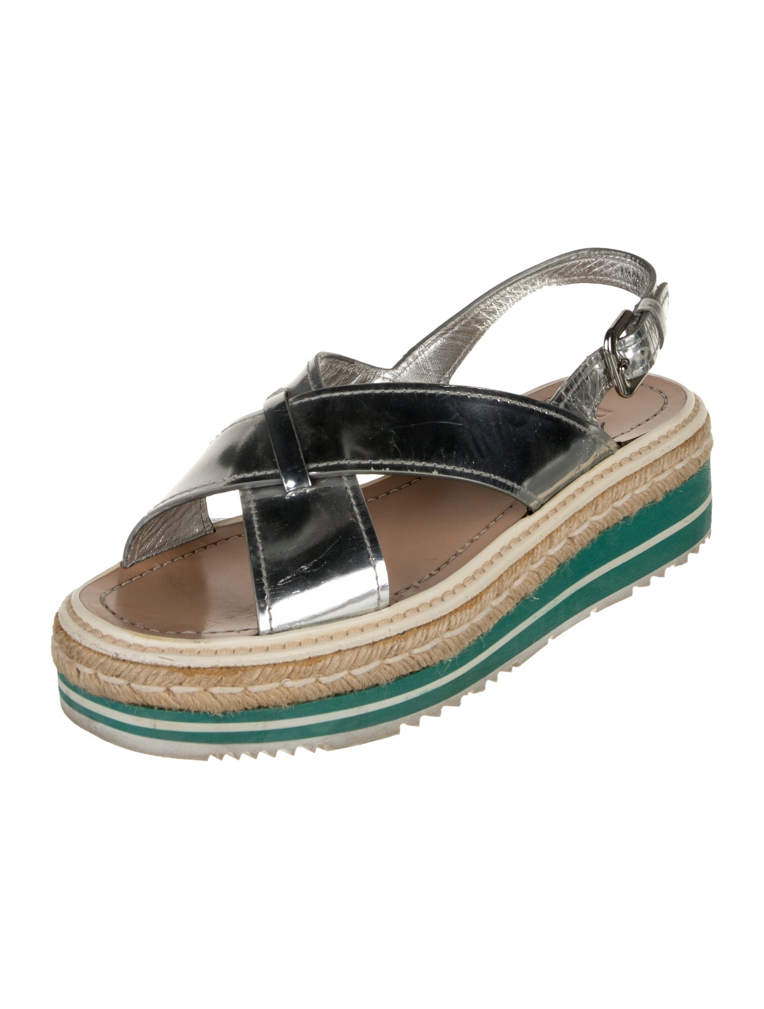Prada Leather Colorblock Pattern Espadrilles