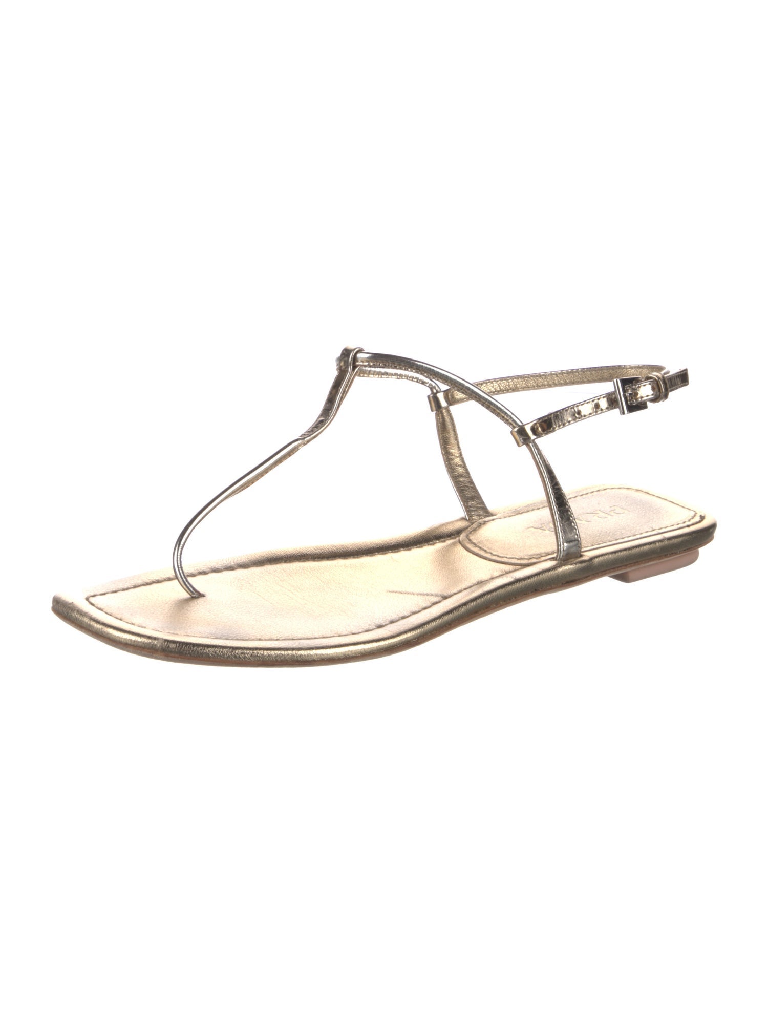 Prada Leather T-Strap Sandals
