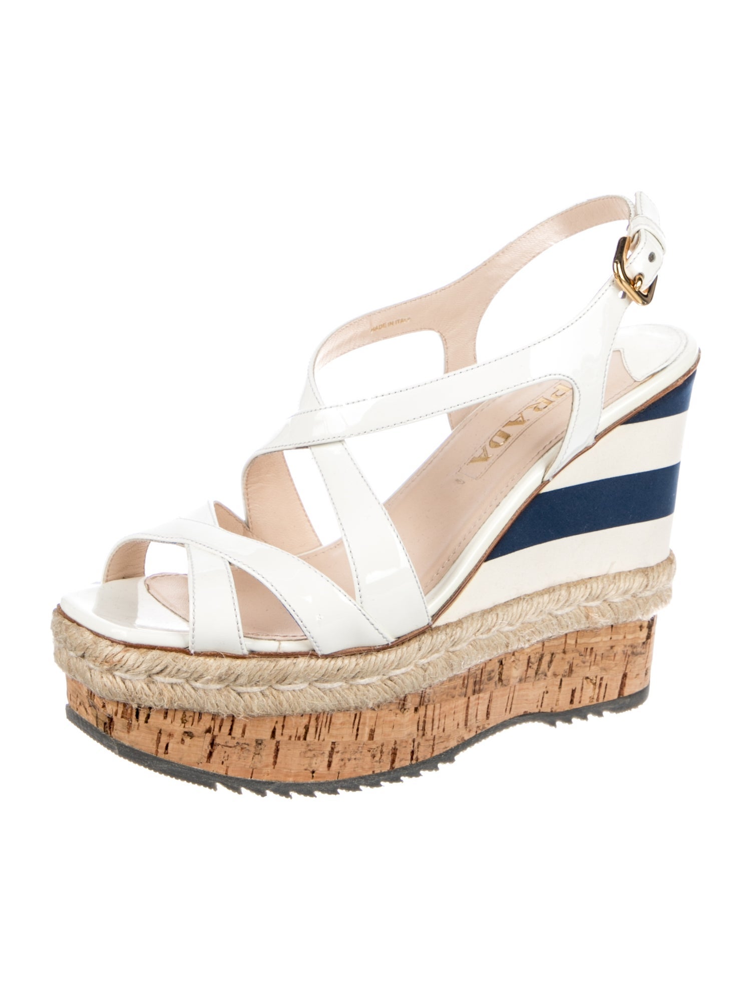 Prada Patent Leather Striped Espadrilles