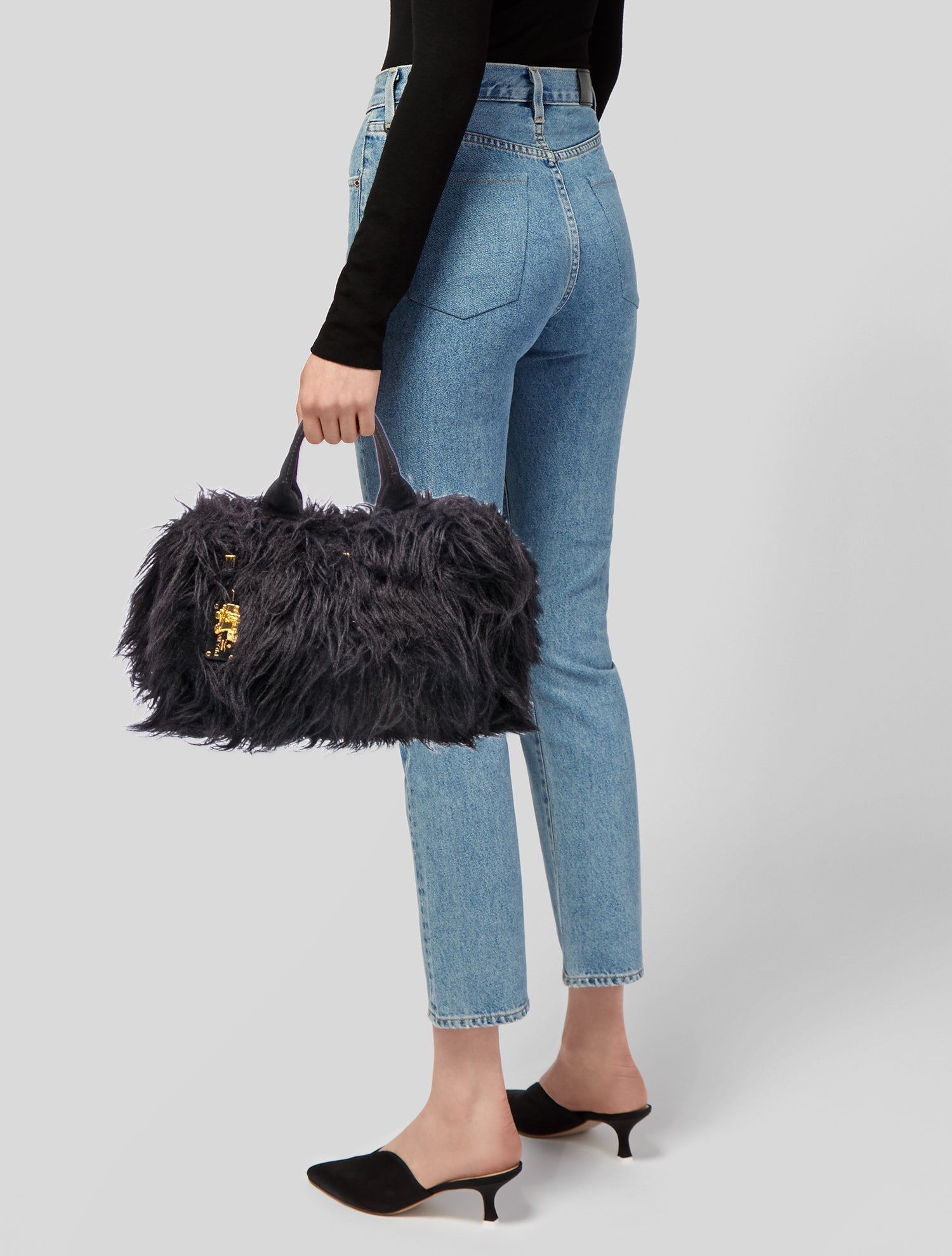 Prada Faux Fur Top Handle Bag