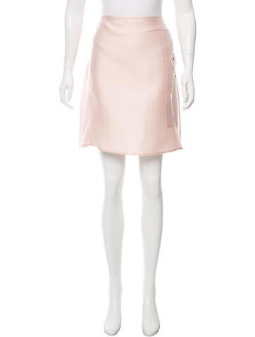 Prada Floral Appliqué Satin Skirt