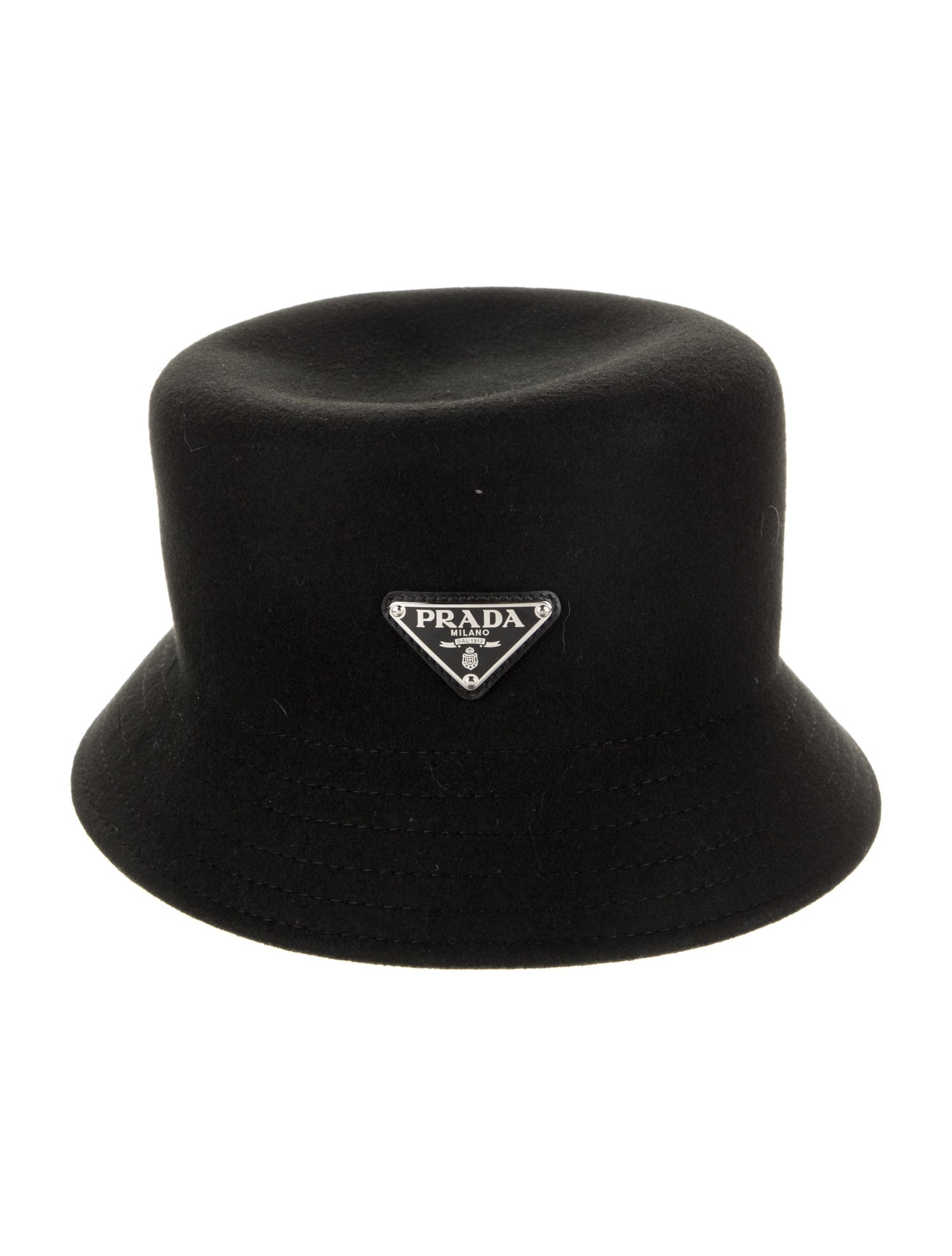Prada Wool Enameled Metal Bucket Hat