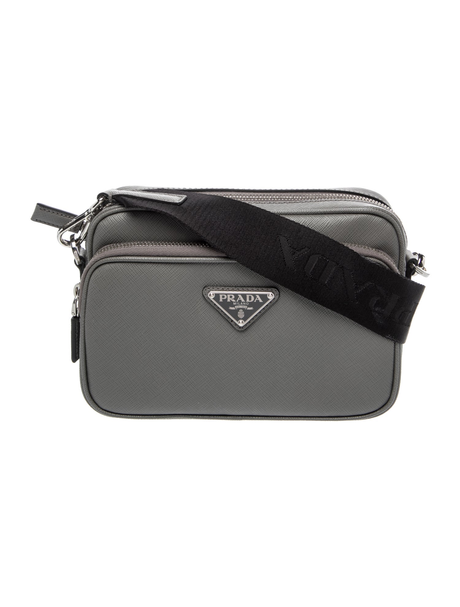 Prada Signature Crossbody Bag - Grey Messenger Bags, Bags