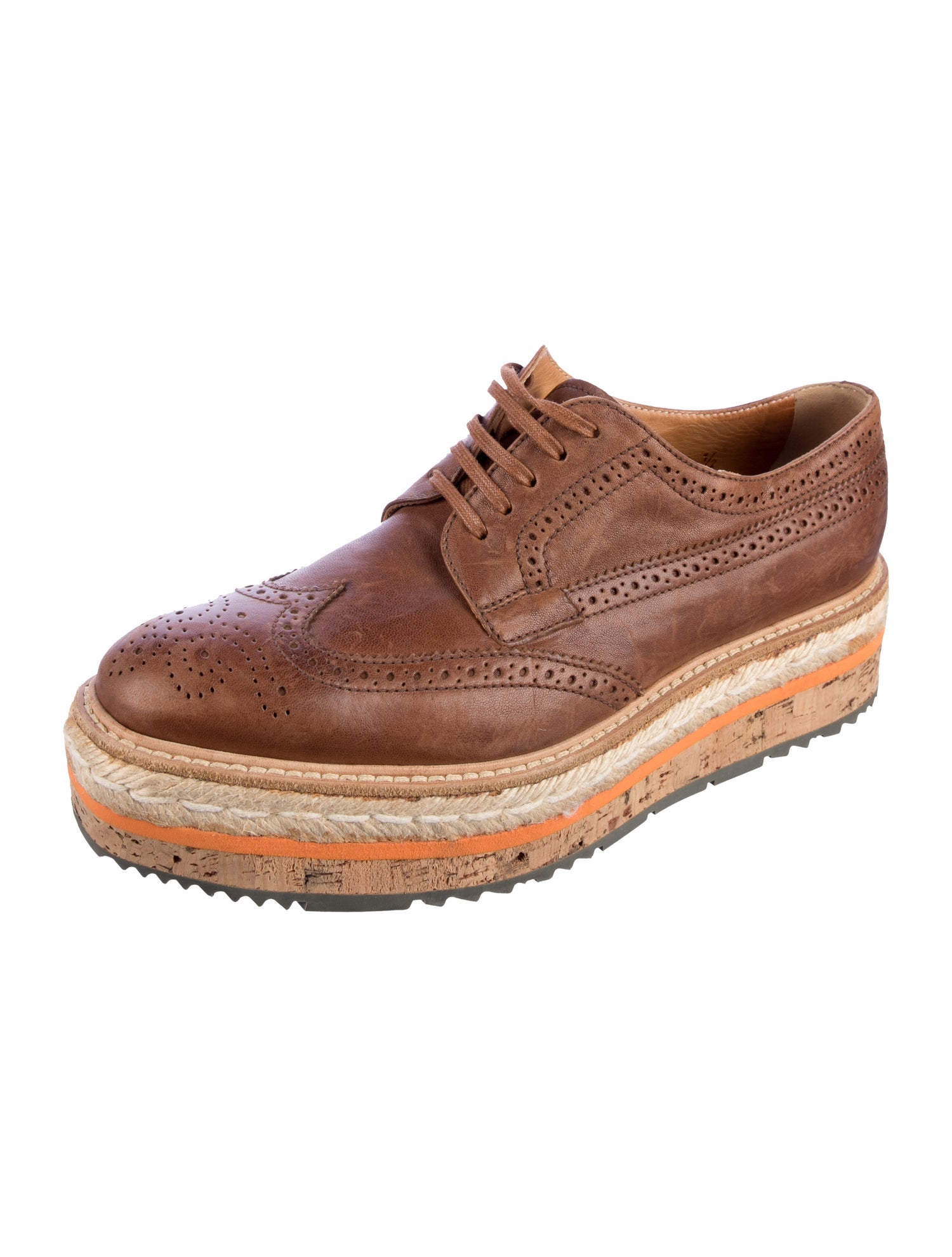 Prada Leather Eyelet Trim Brogues