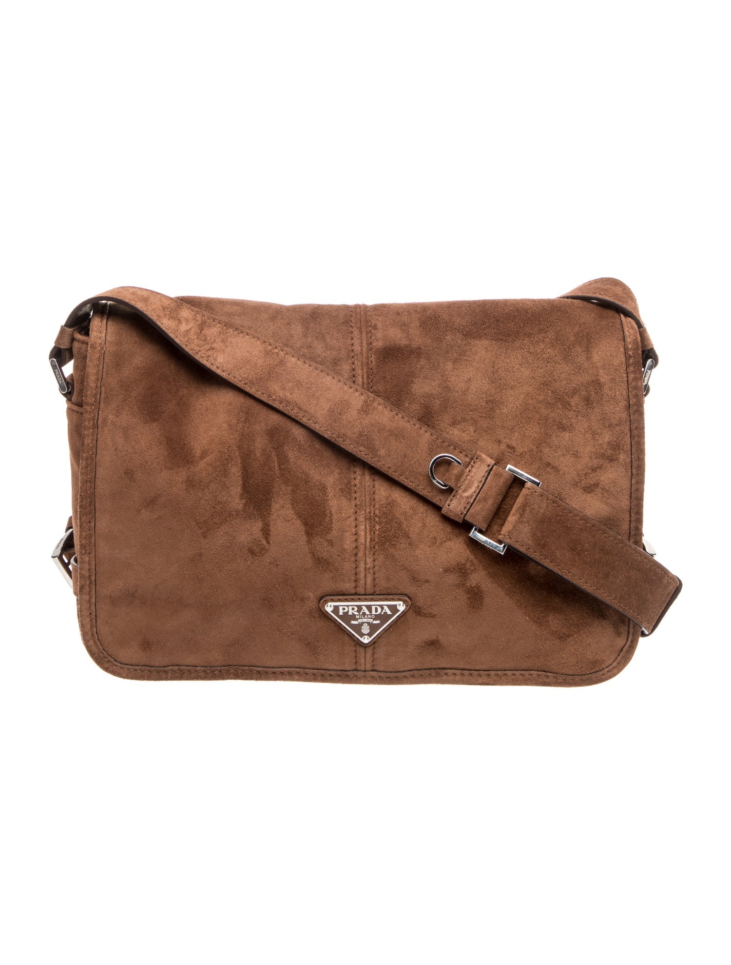 Prada Enameled Metal Triangle Messenger Bag