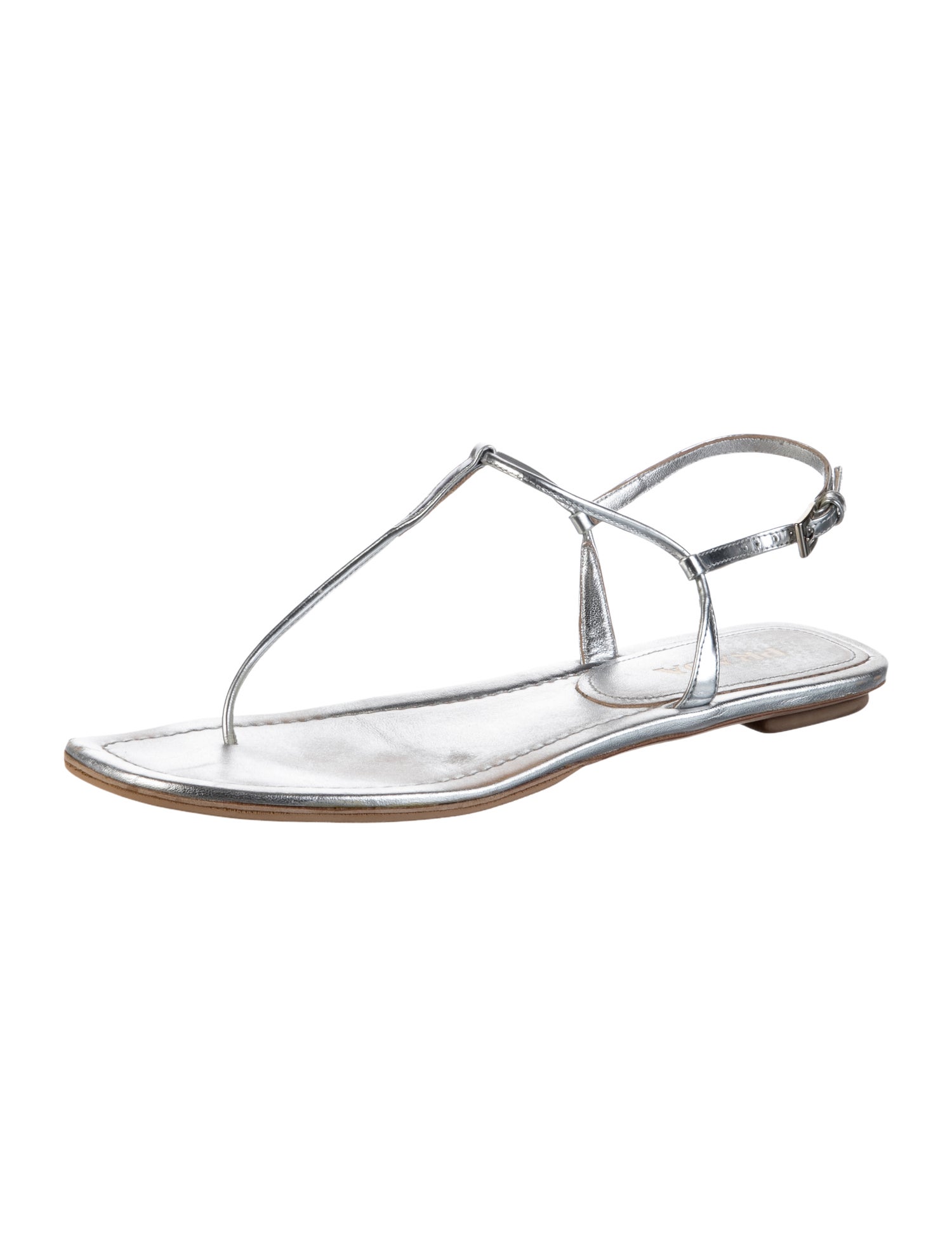 Prada Leather T-Strap Sandals