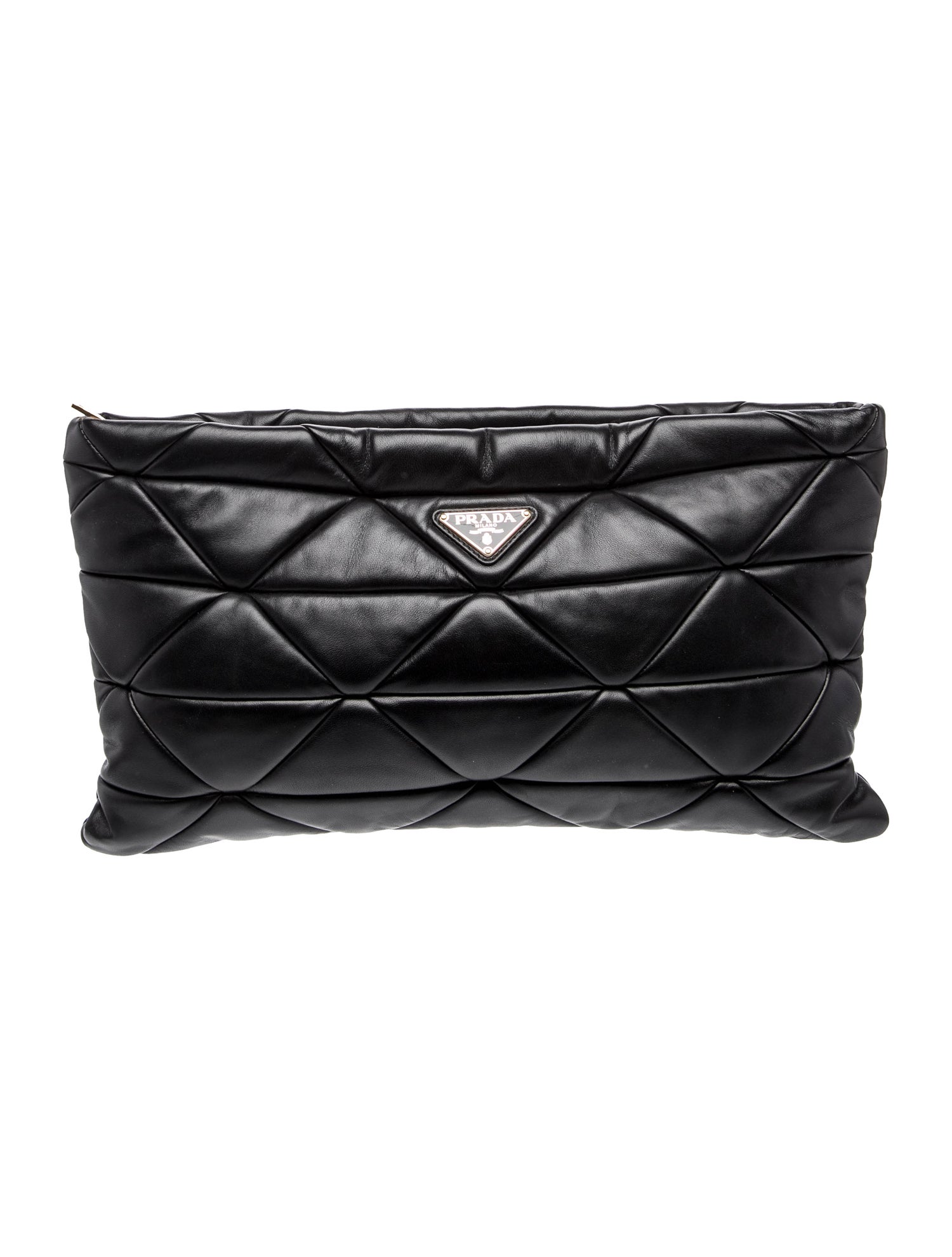 Prada Enameled Metal Triangle Clutch