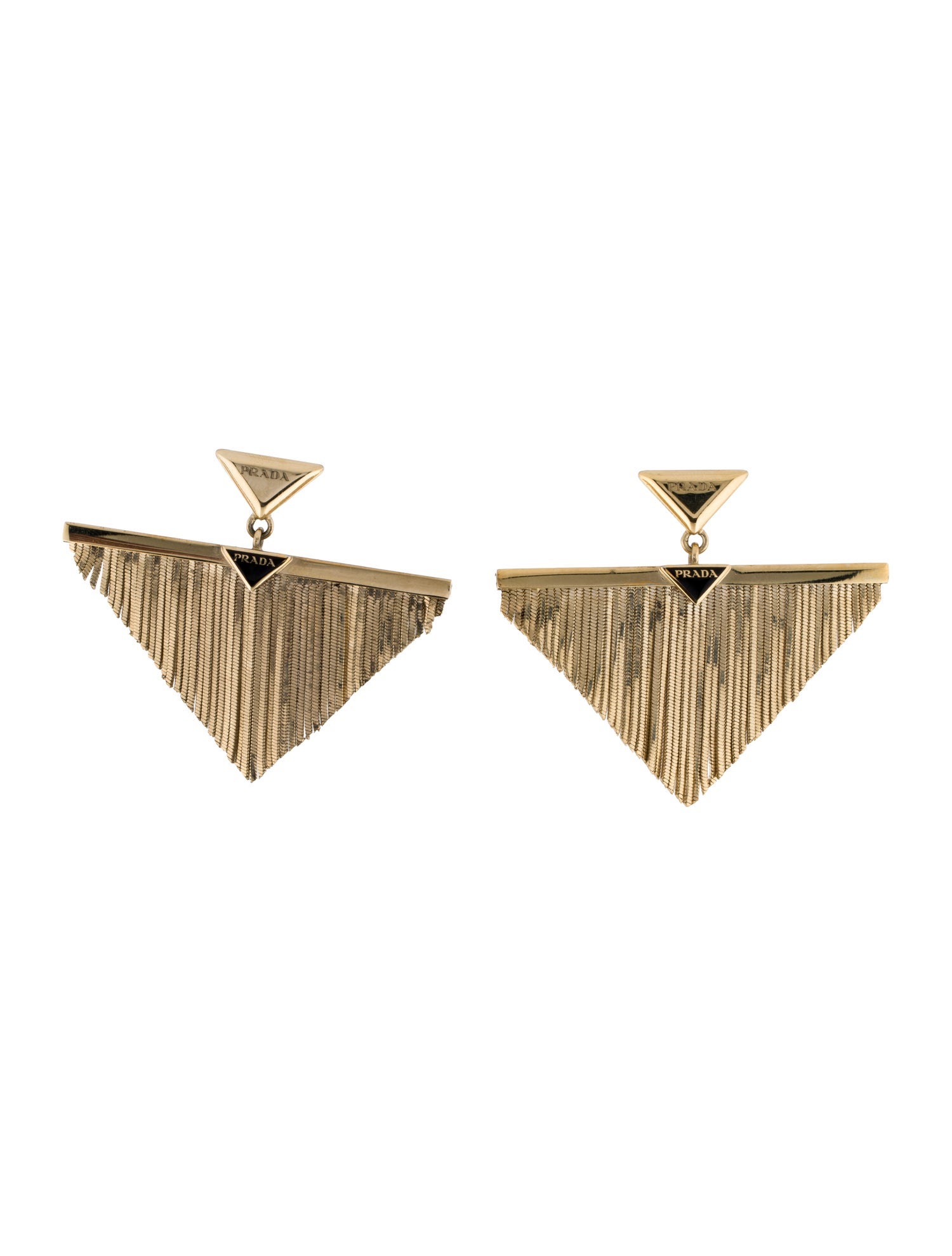 Prada Triangle Tassel Earrings