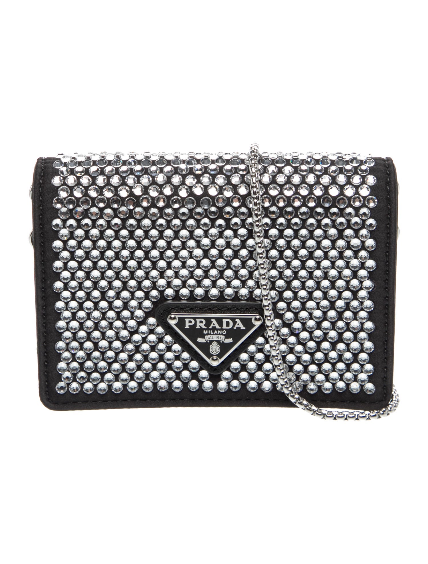 Prada Enameled Metal Triangle Crystal Mini Bag Mini