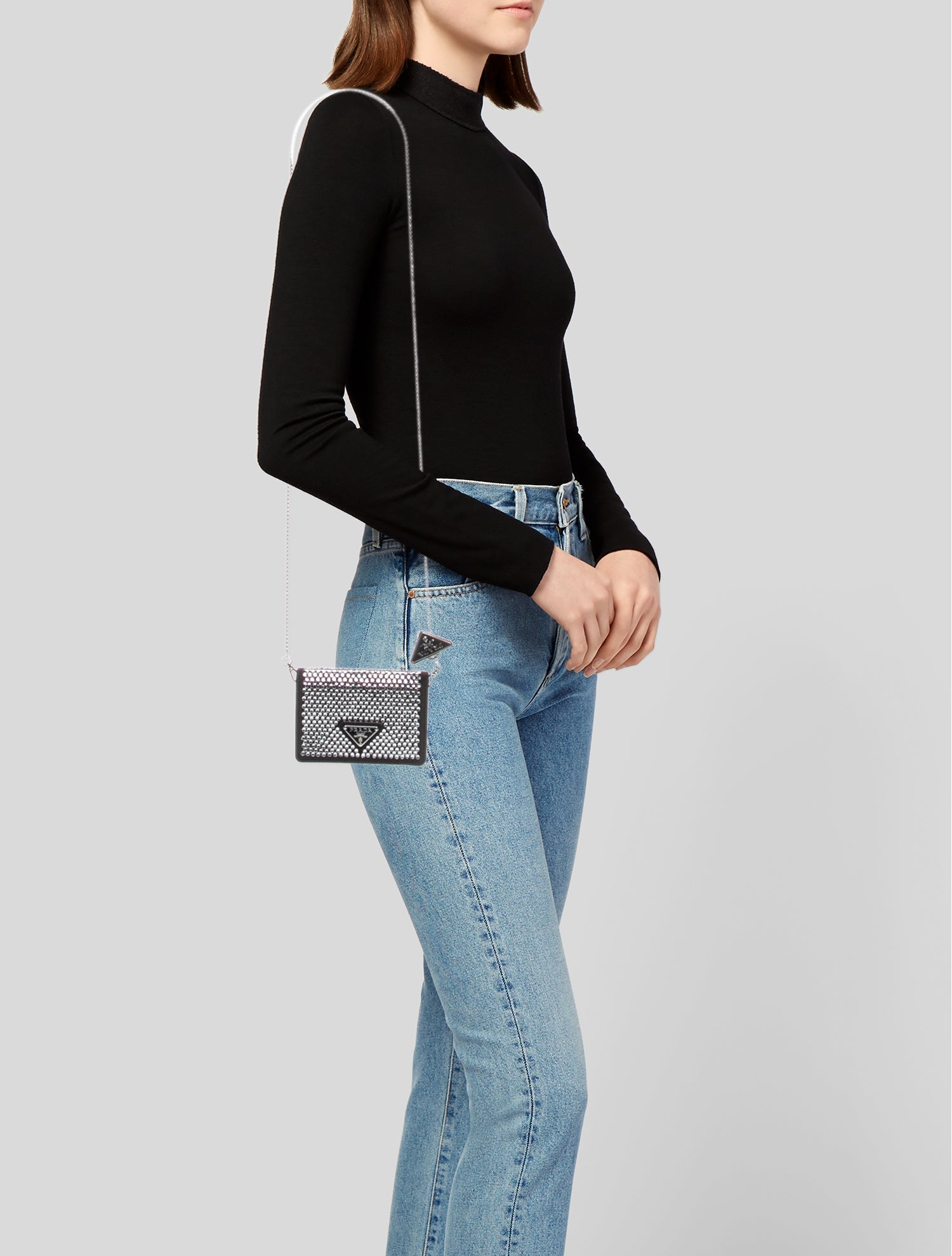 Prada Enameled Metal Triangle Crystal Mini Bag Mini