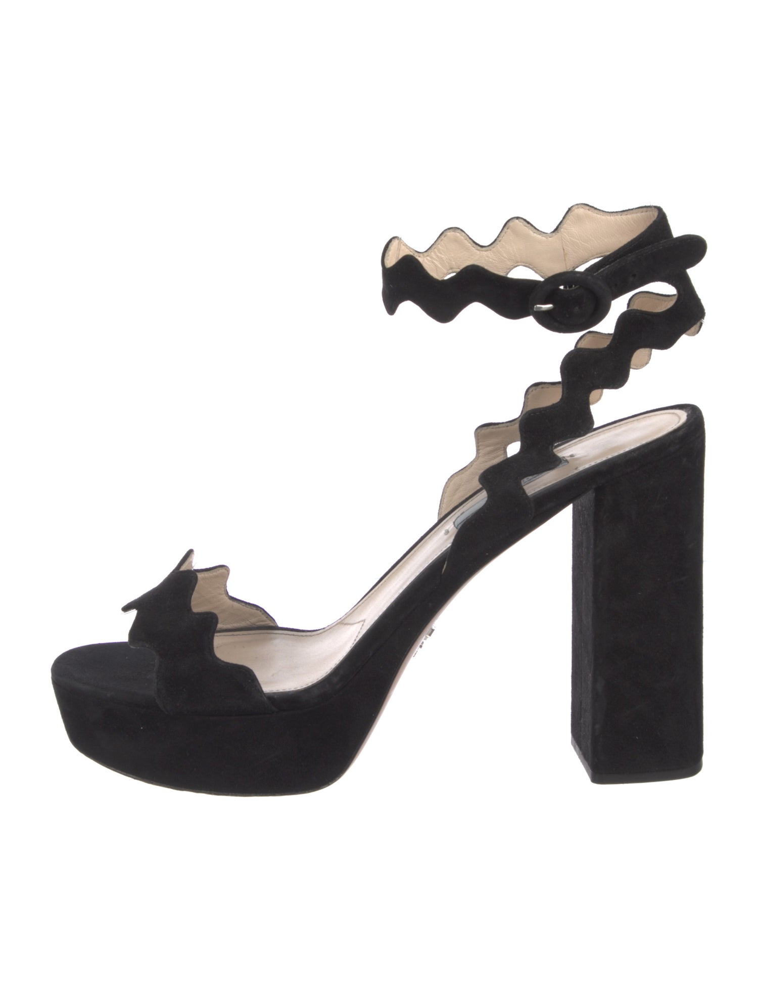Prada Suede Scalloped Accent Sandals