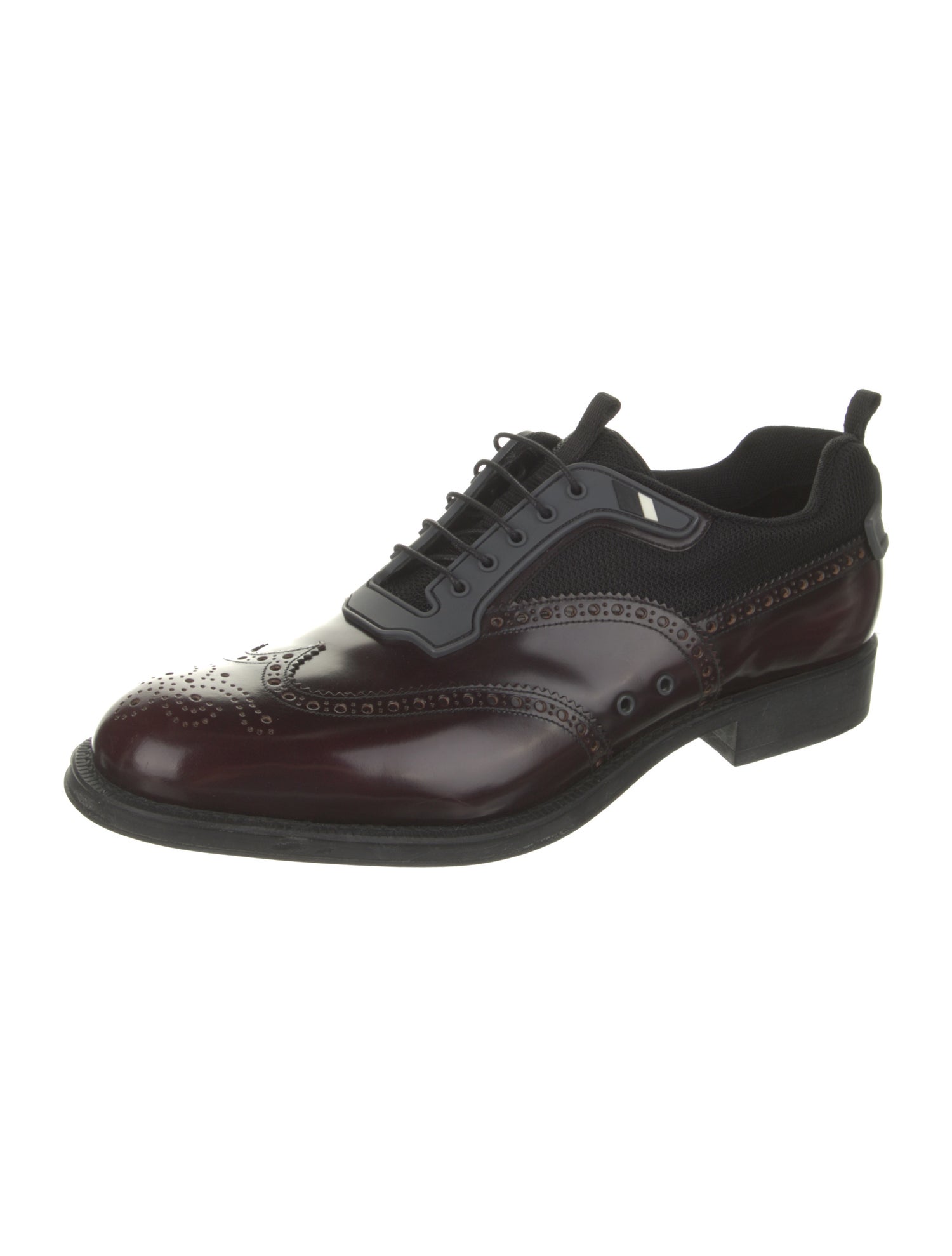 Prada Leather Mesh Accents Brogues