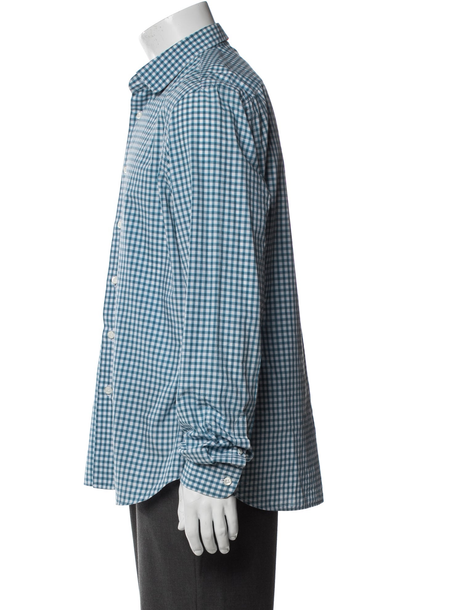 Prada Plaid Print Long Sleeve Dress Shirt
