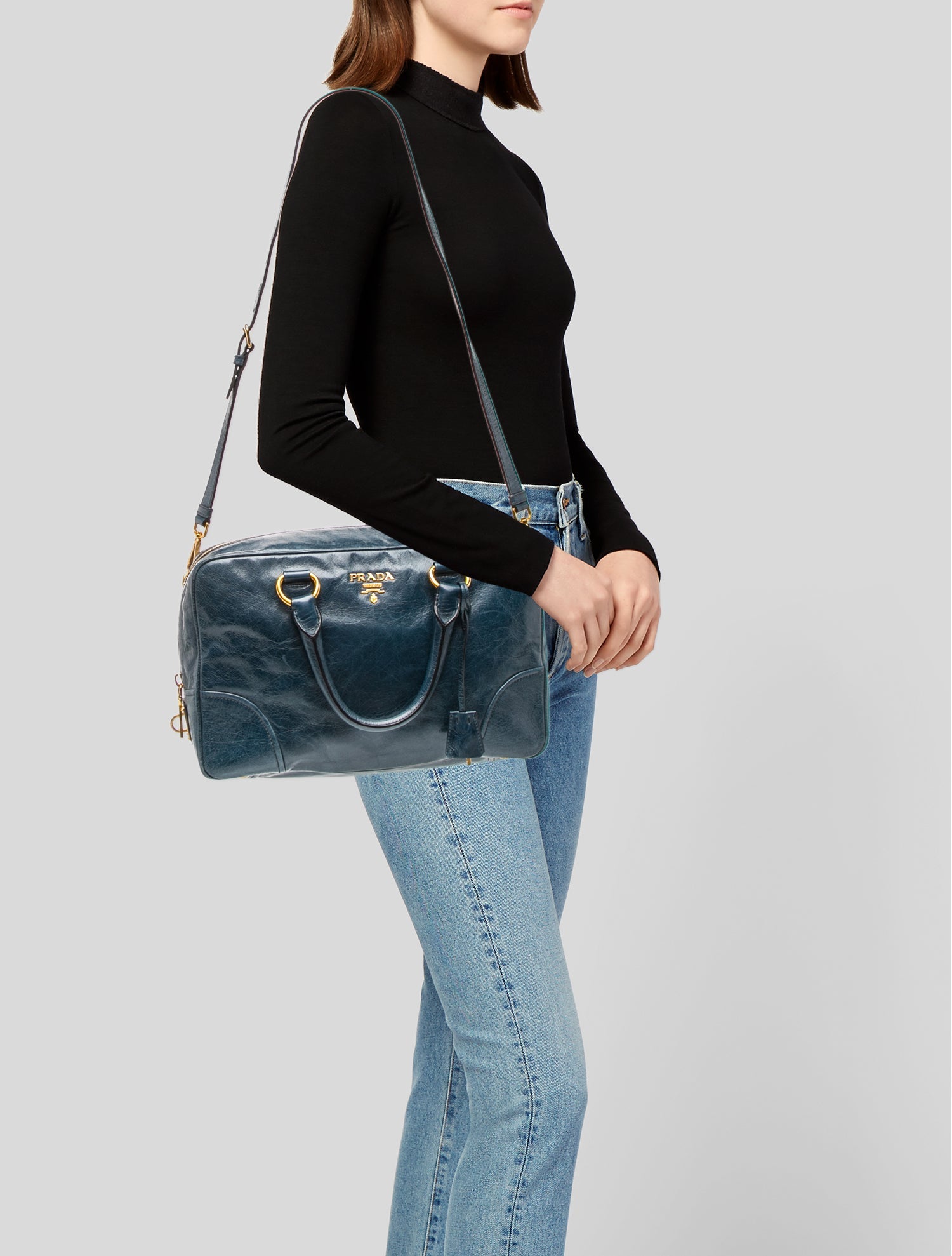 Prada Vitello Shine Leather Bauletto