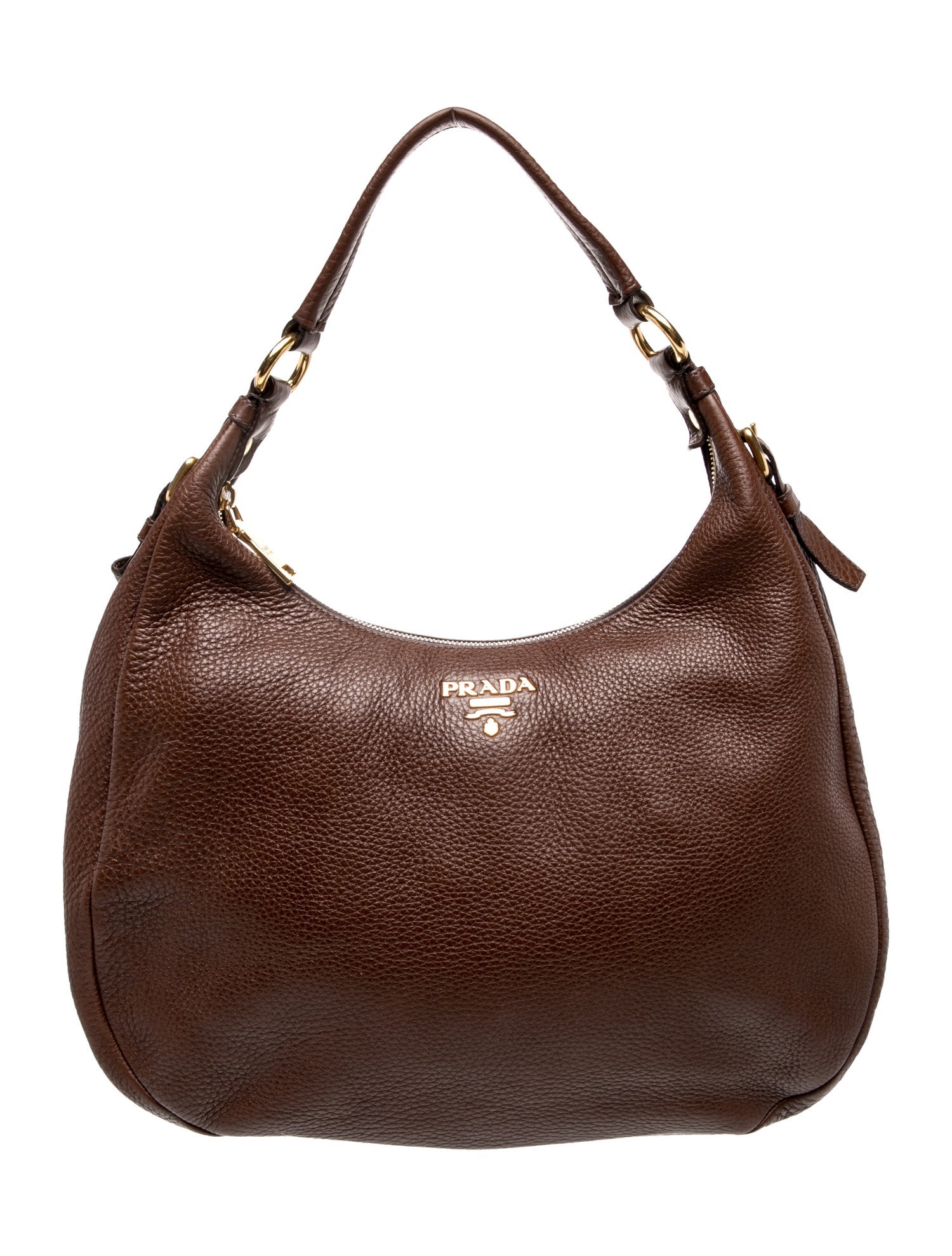 Prada Vitello Daino Leather Vitello Daino Hobo Bruciato