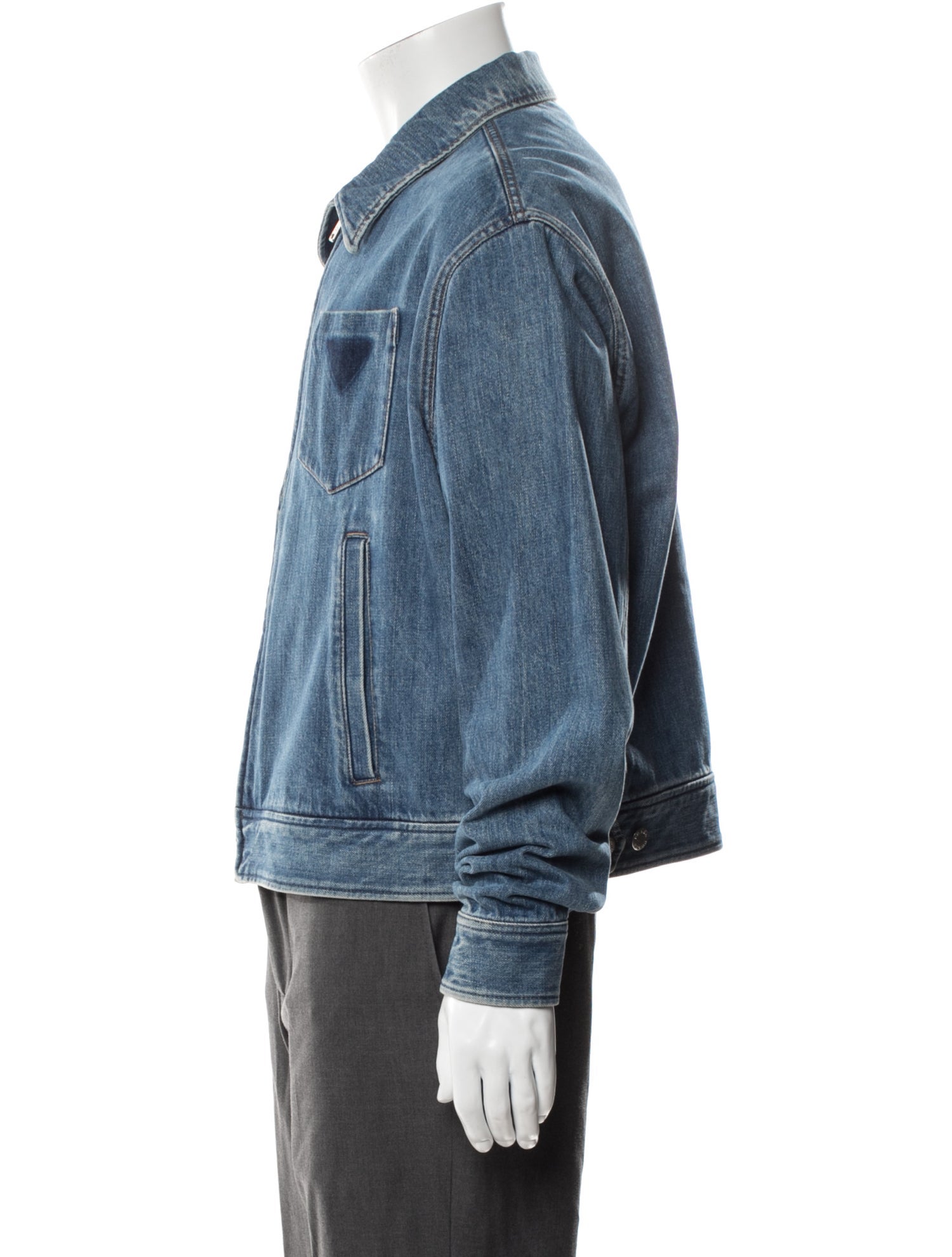 Prada 2018 Enameled Metal Triangle Denim Jacket