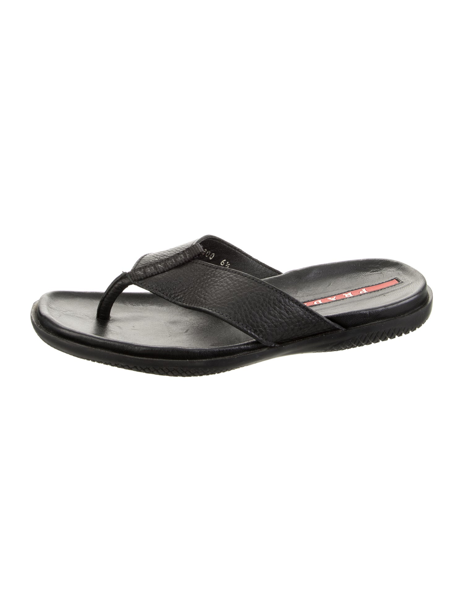 Prada Leather Printed Flip Flops