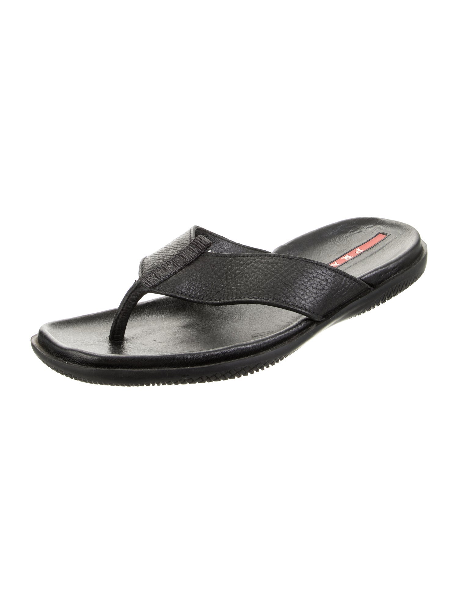 Prada Leather Printed Flip Flops