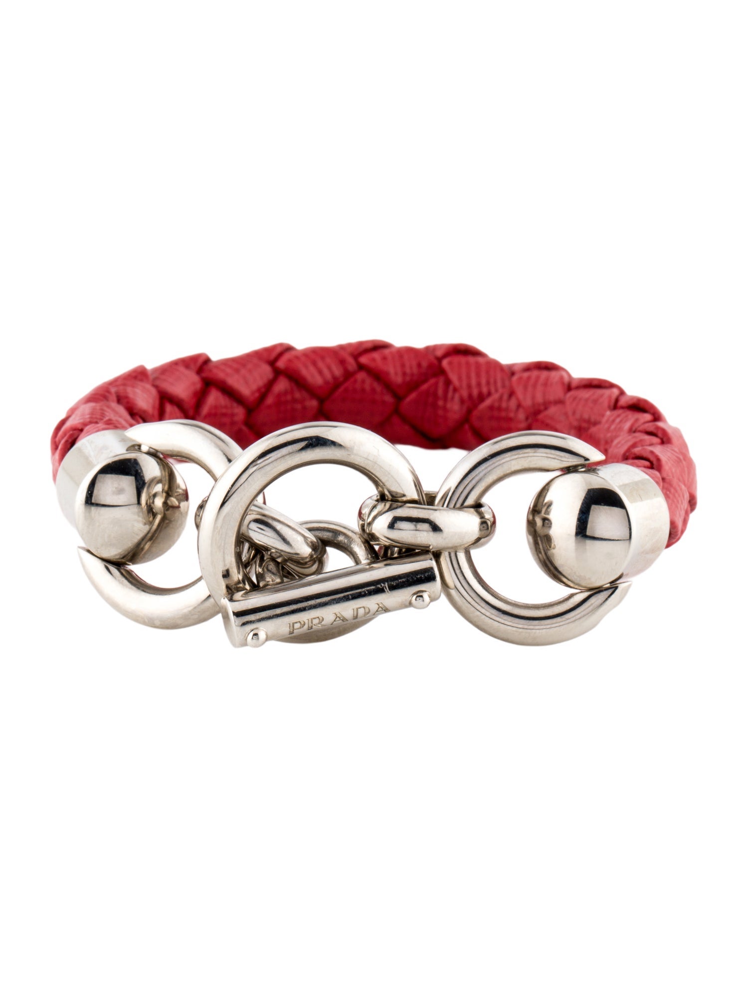 Prada Leather Braided Wrap Bracelet
