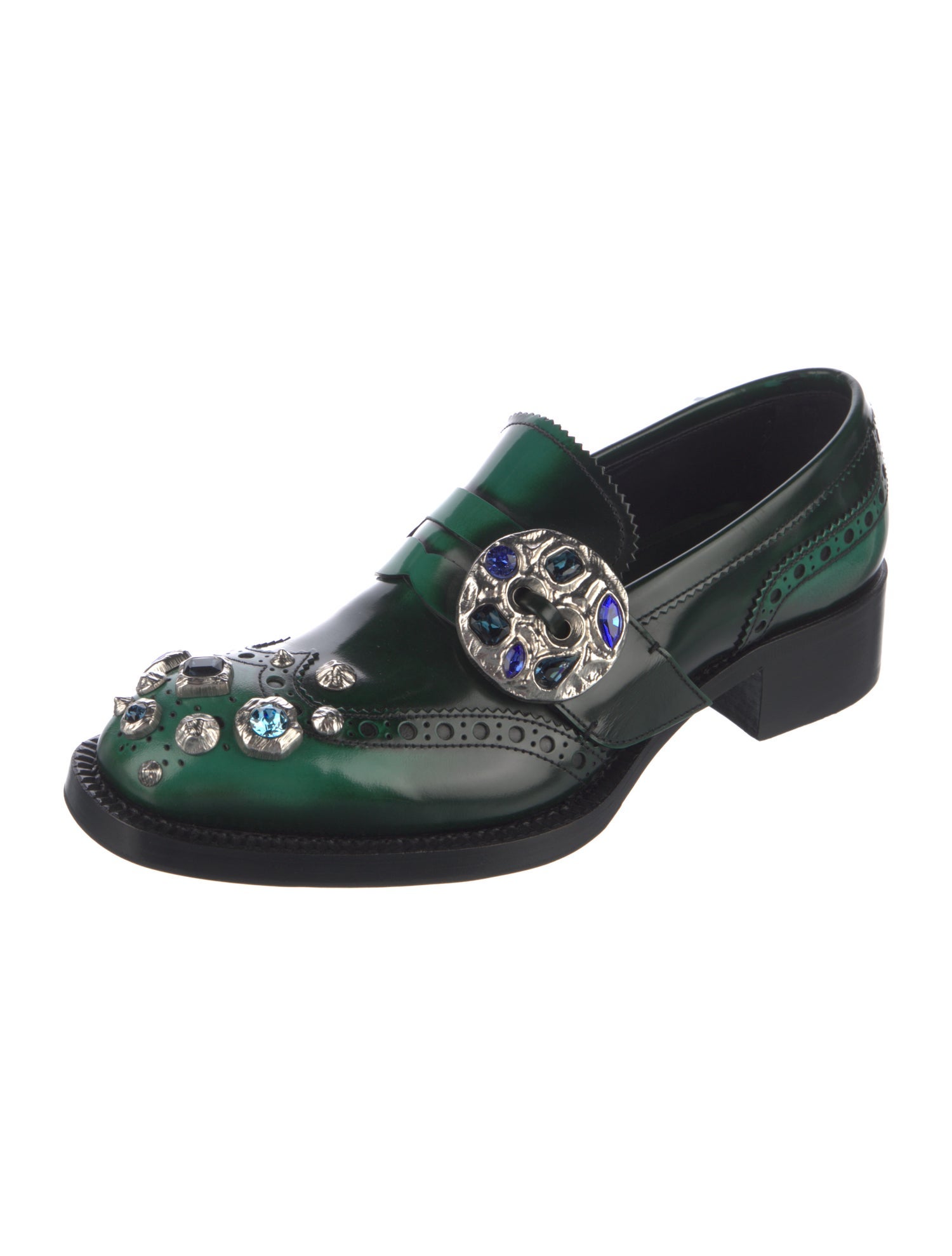 Prada Leather Printed Loafers