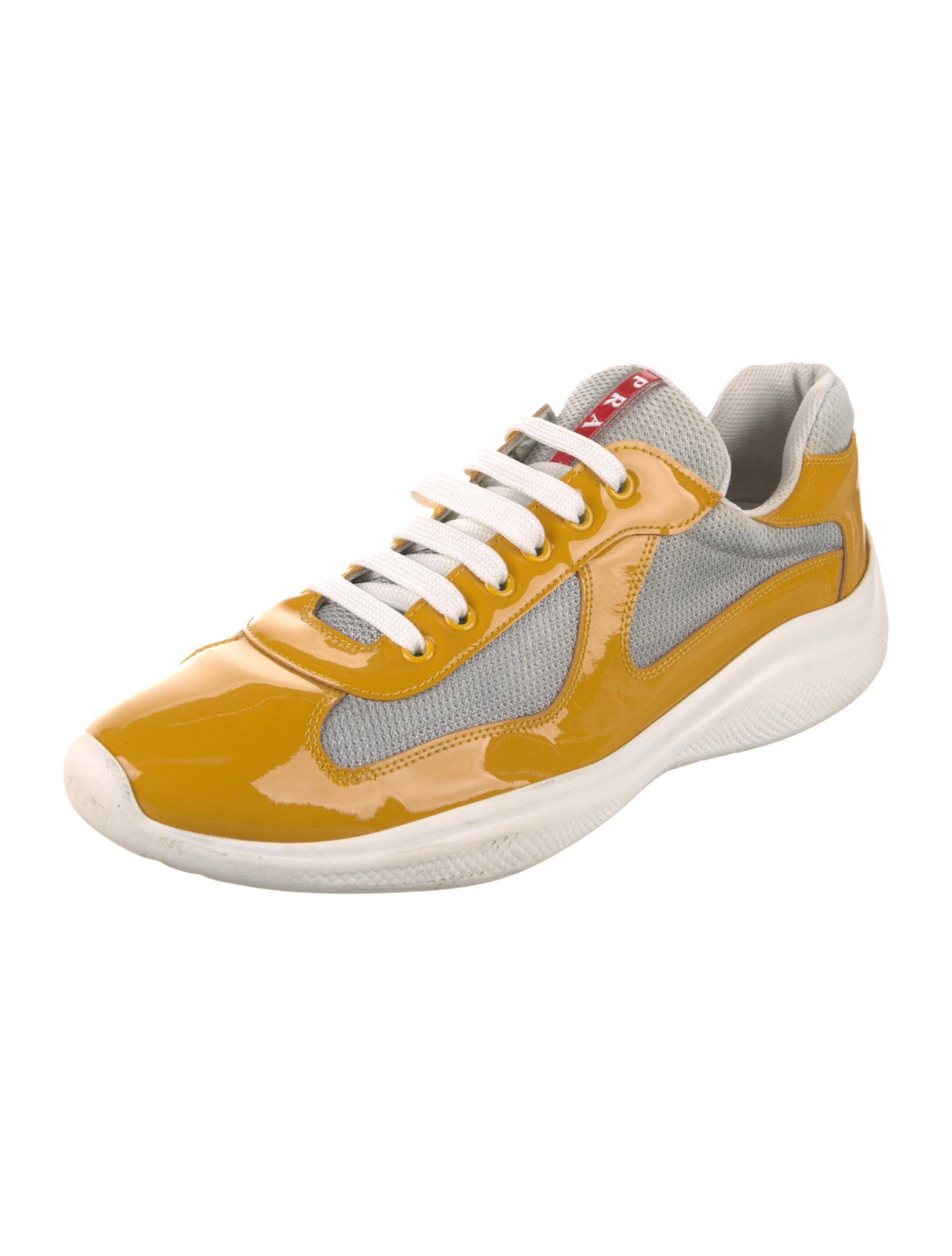 Prada Patent Leather Mesh Accents Sneakers