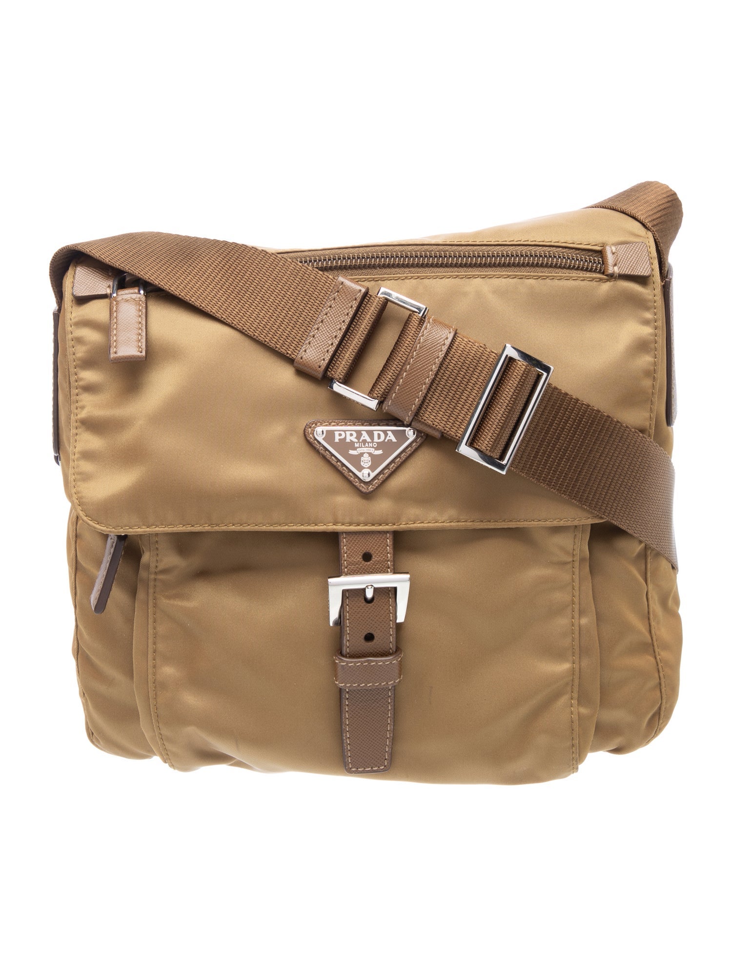 バッグ PRADA Prada Tessuto Nylon Messenger Bag - Brown Crossbody Bags, Handbags