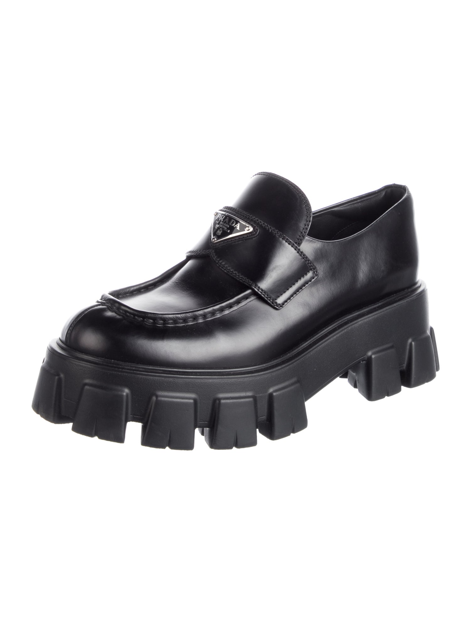 Prada Signature Logo Leather Oxfords
