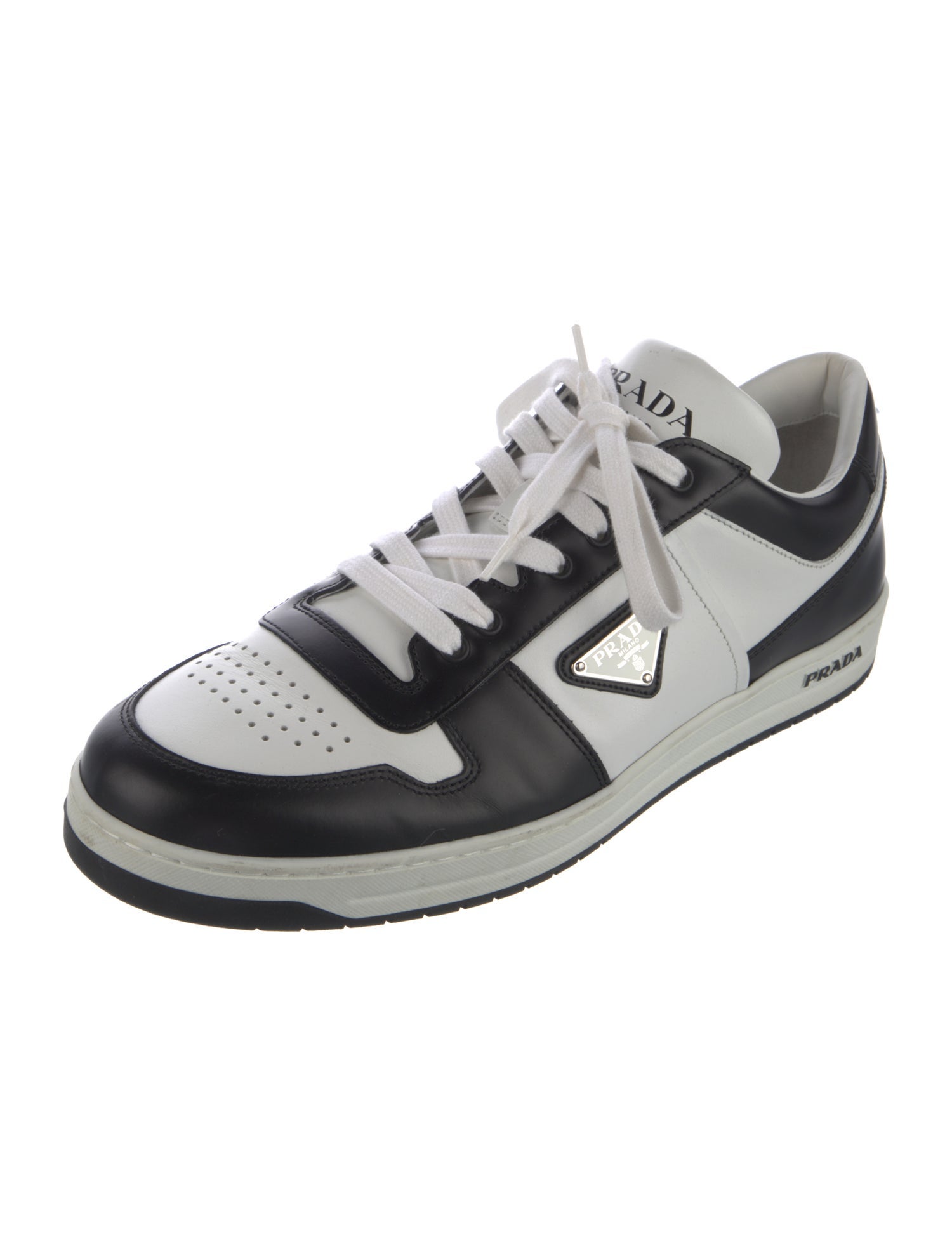 Prada Leather Colorblock Pattern Sneakers