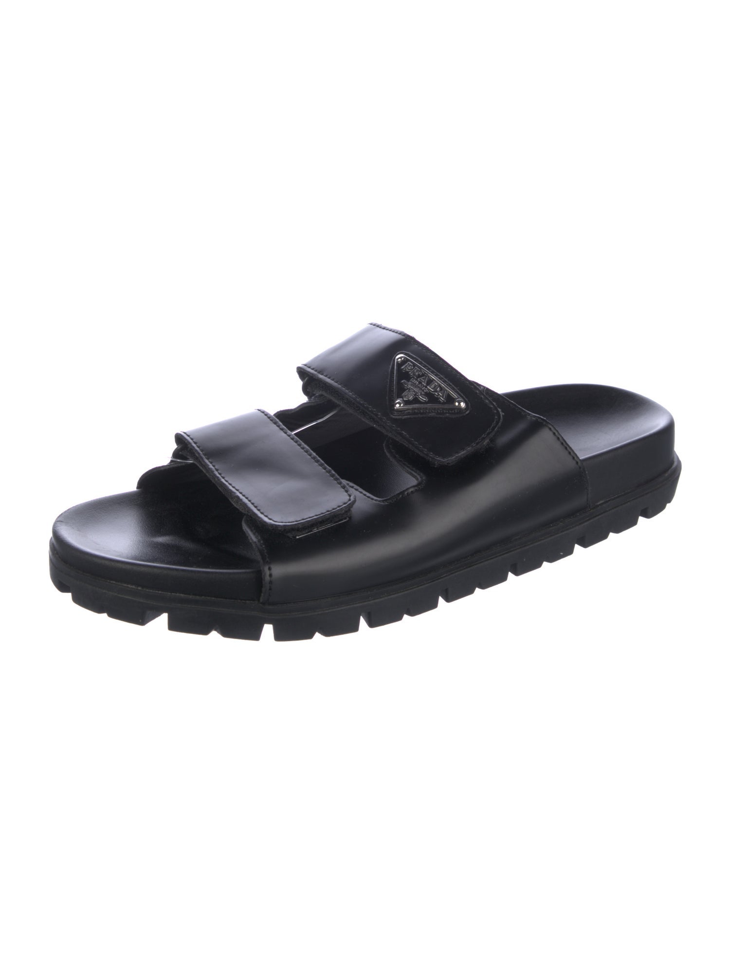 Prada Quilted Pattern Leather Slides