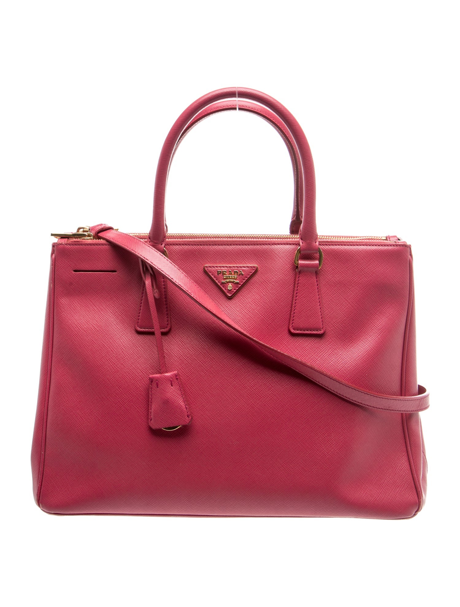 Prada Saffiano Leather Galleria Double Zip Large - Red Totes