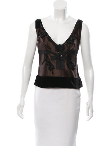 Prada Embellished Silk Top