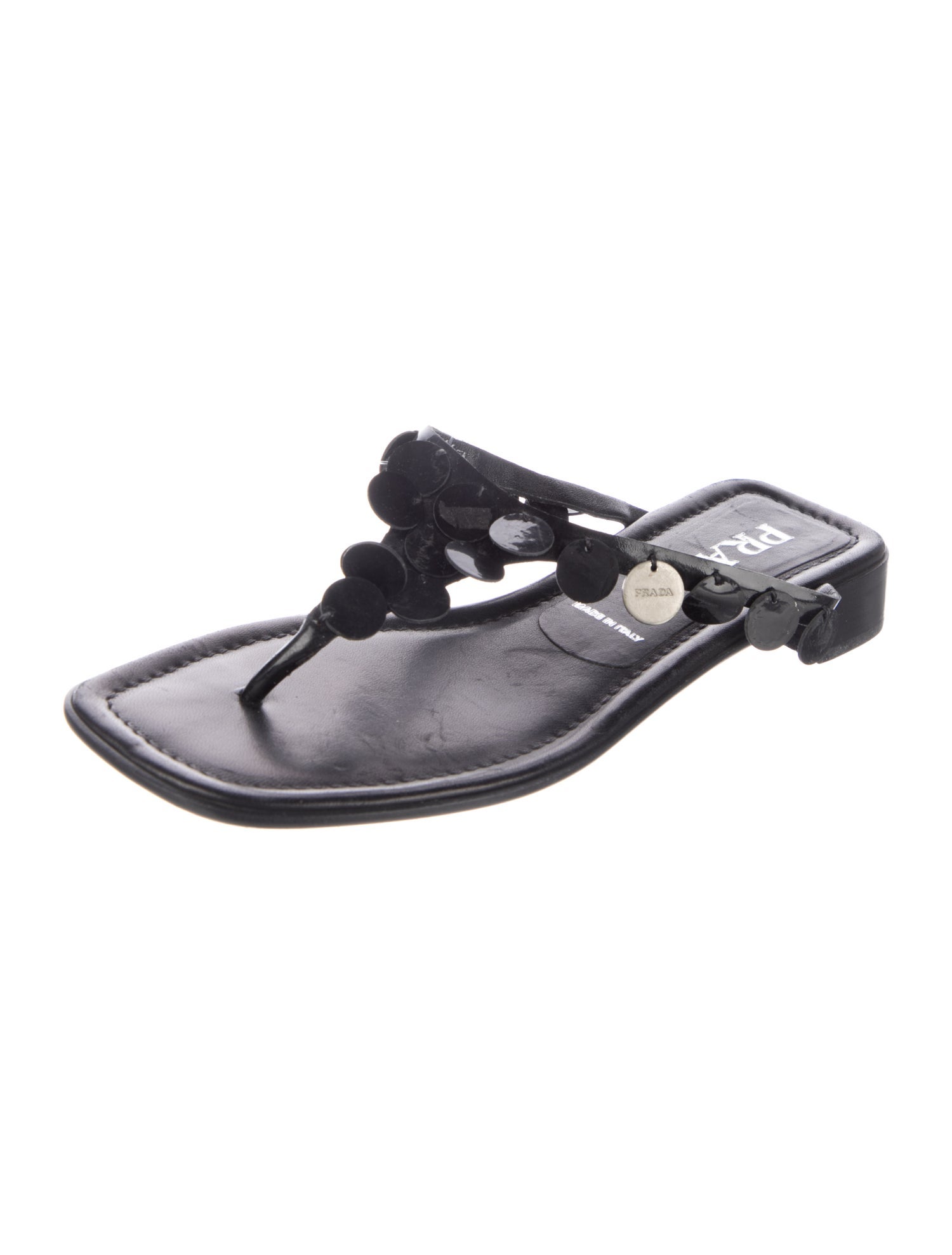 Prada Leather T-Strap Sandals