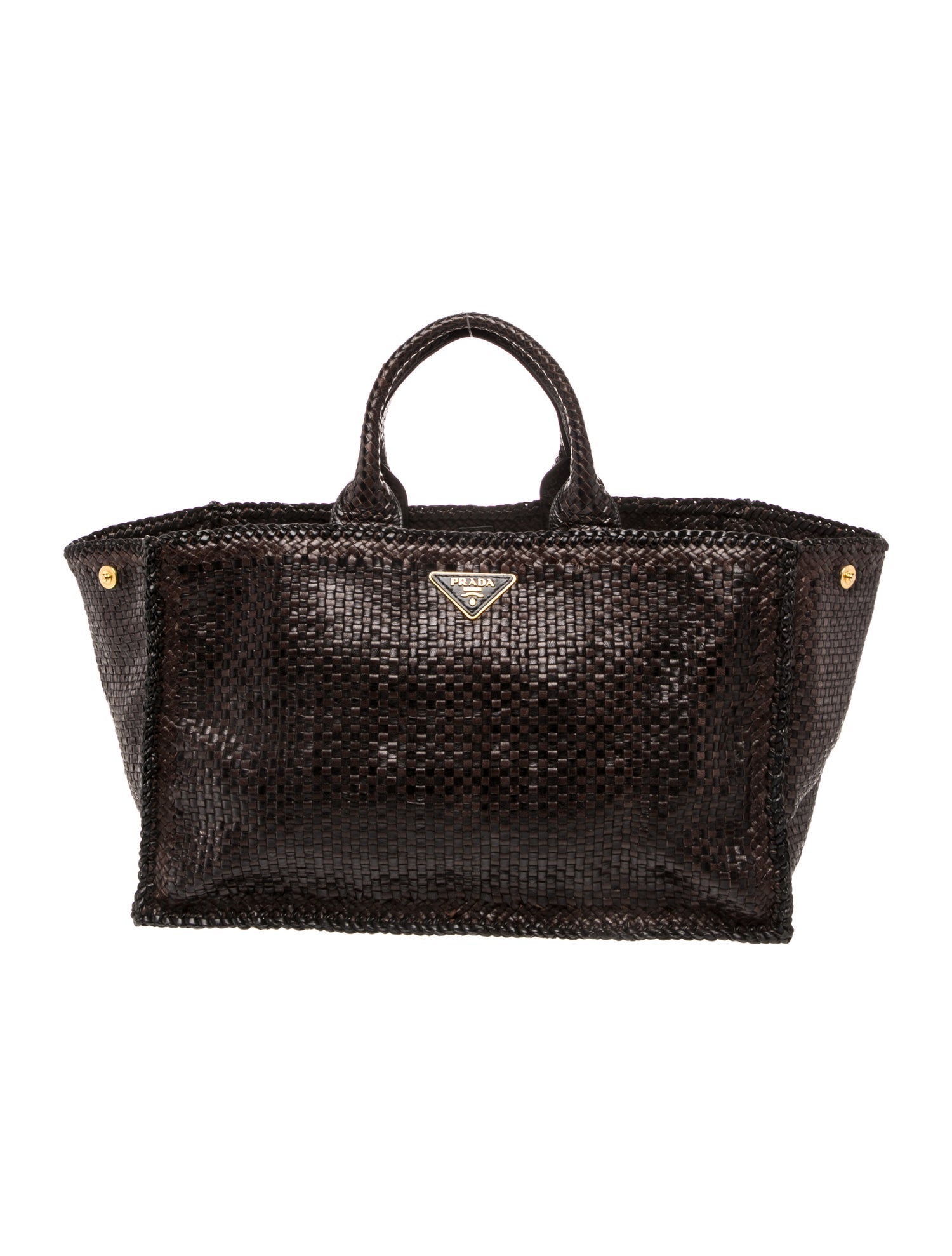 Prada Madras Leather Top Handle Bag - Black Handle Bags, Handbags