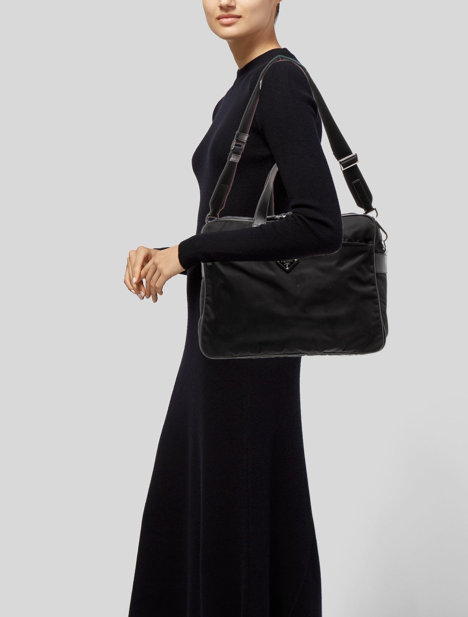 Prada Enameled Metal Triangle Briefcase