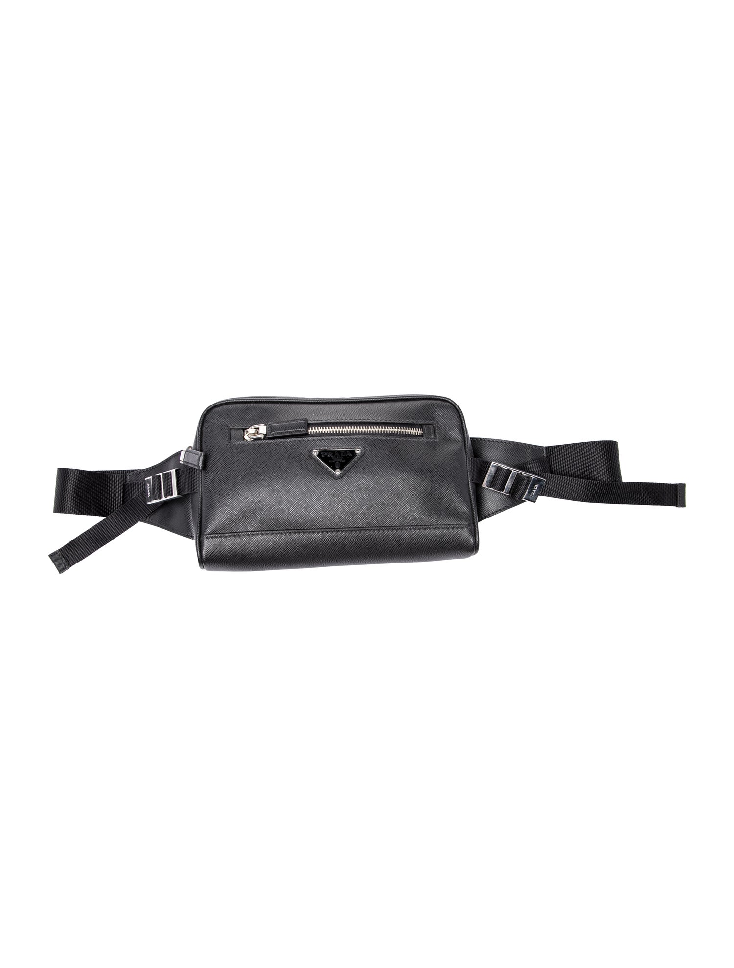 Prada Enameled Metal Triangle Belt Bag - Black Waist Bags 